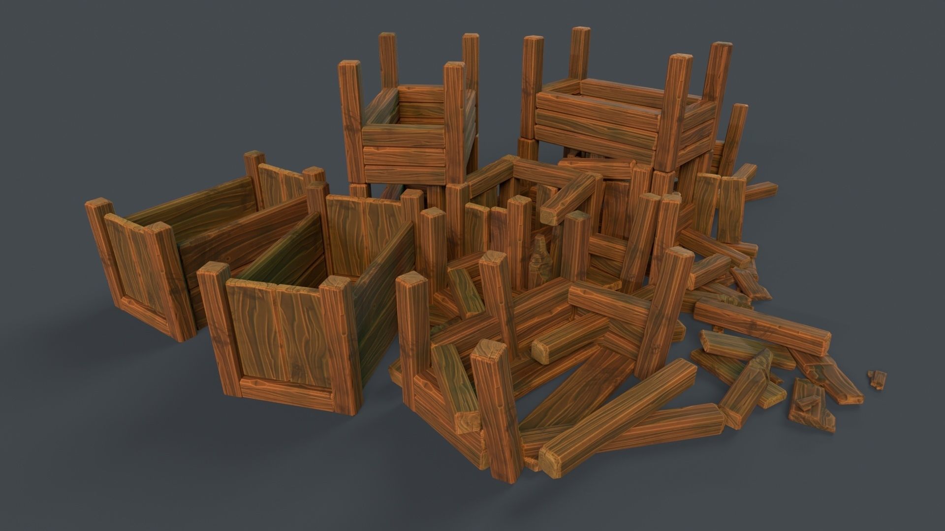Modular Stylized Crates Low-poly 3D model_18