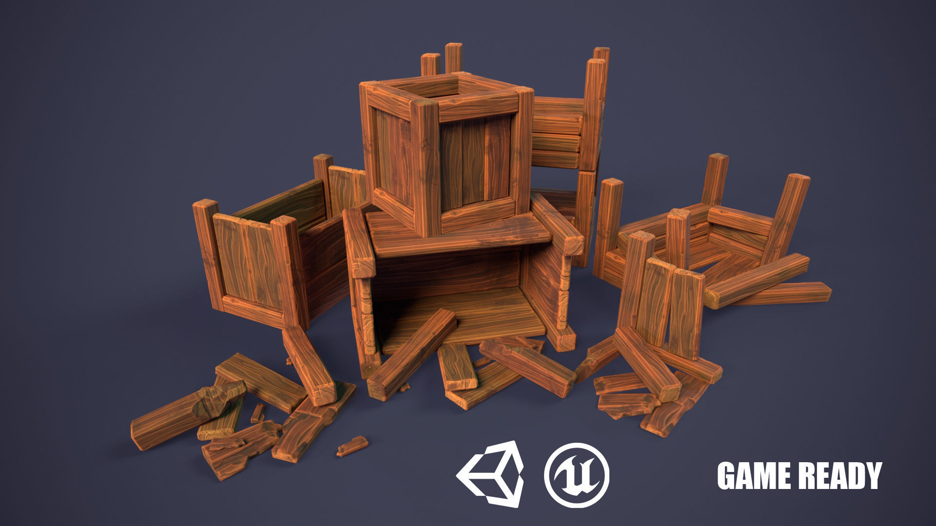 Modular Stylized Crates Low-poly 3D model_27