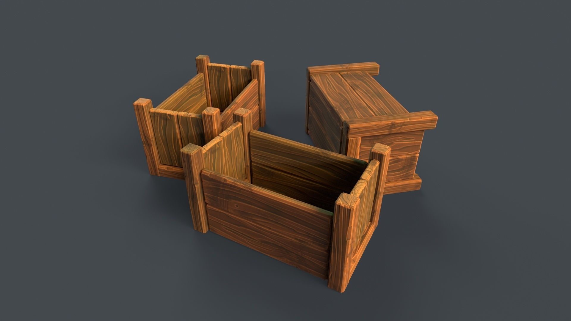 Modular Stylized Crates Low-poly 3D model_11