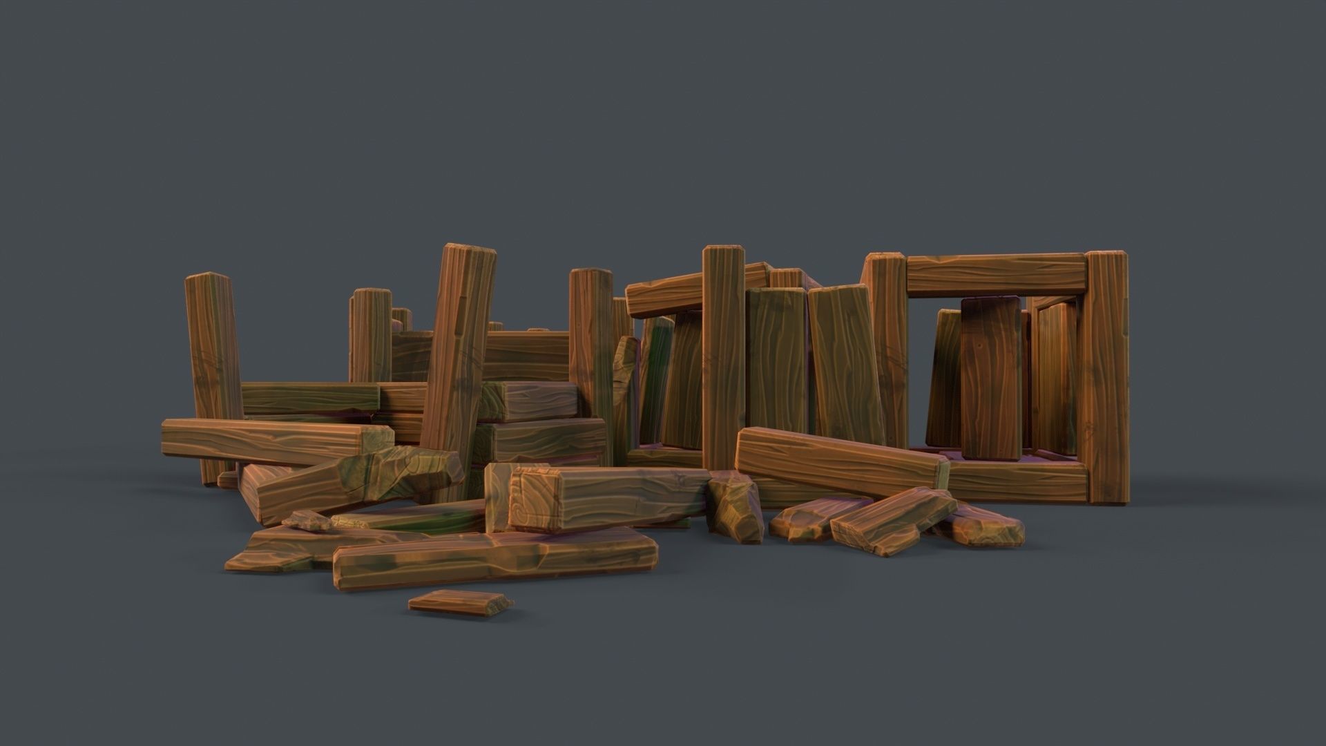 Modular Stylized Crates Low-poly 3D model_15