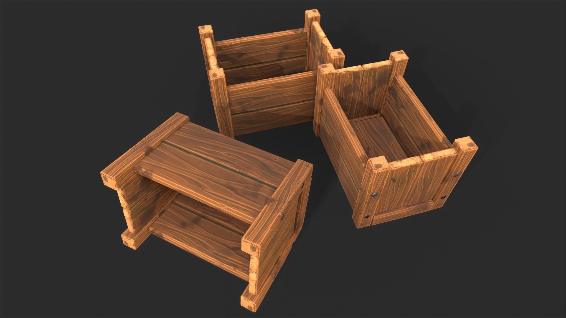 Modular Stylized Crates Low-poly 3D model_24