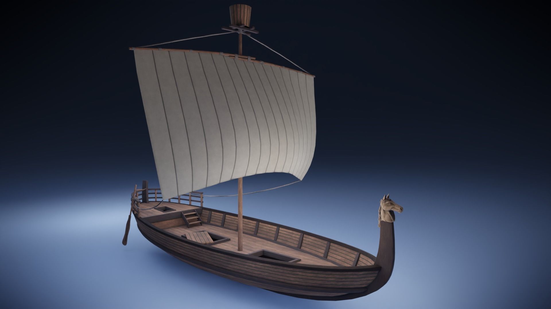 Ancient Ship Low-poly 3D model_2