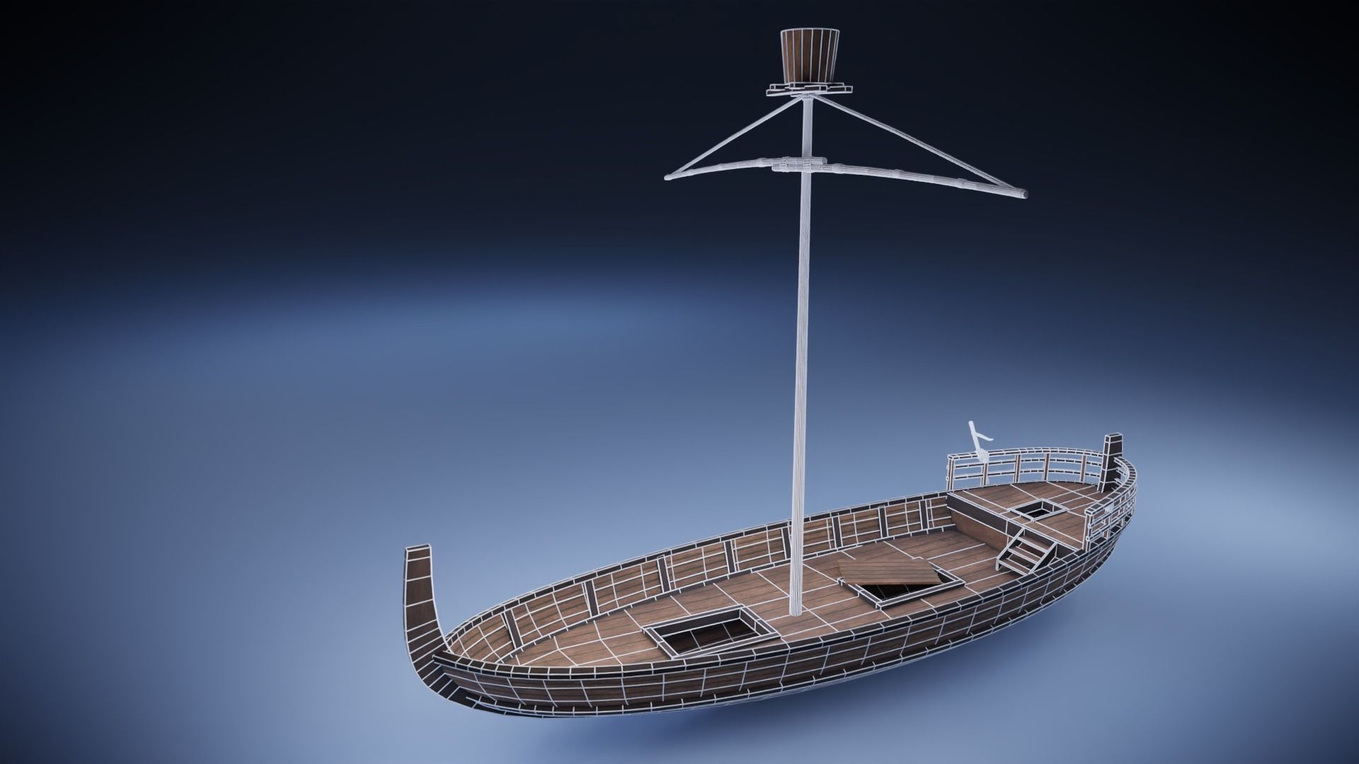 Ancient Ship Low-poly 3D model_8