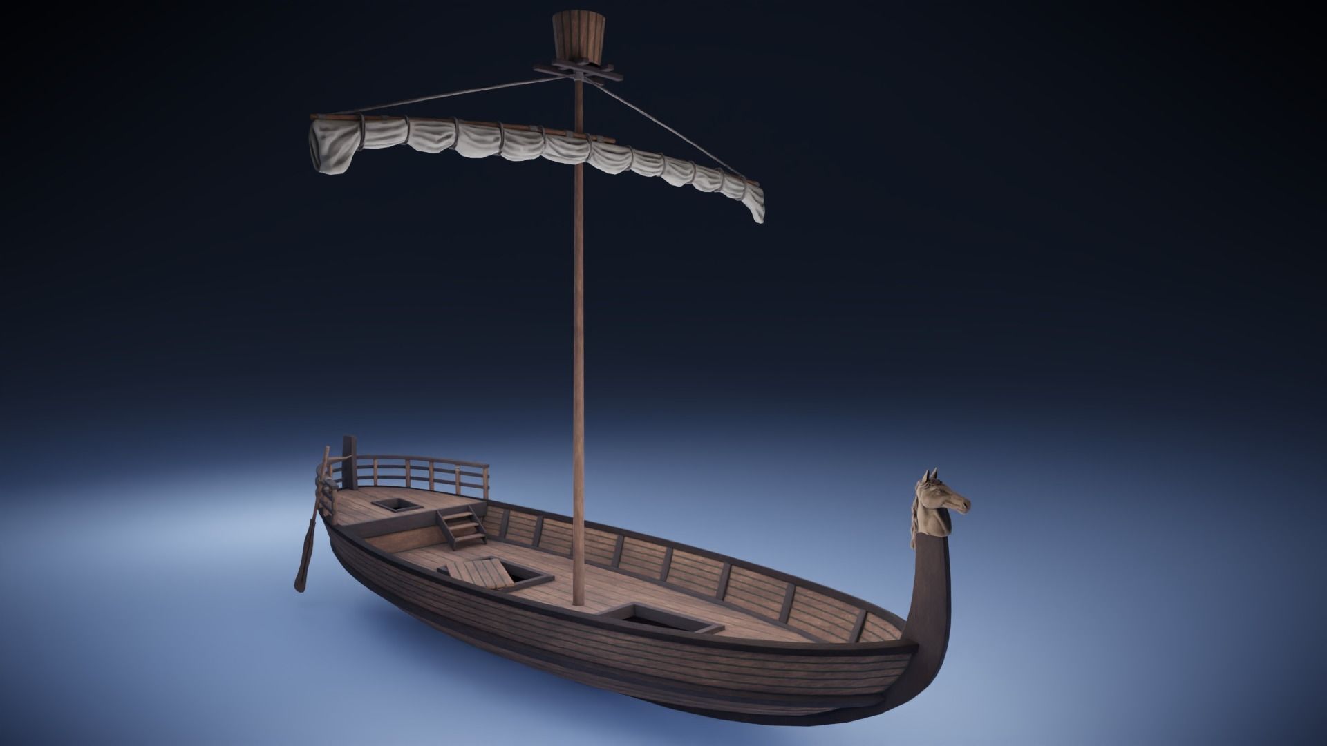 Ancient Ship Low-poly 3D model_3