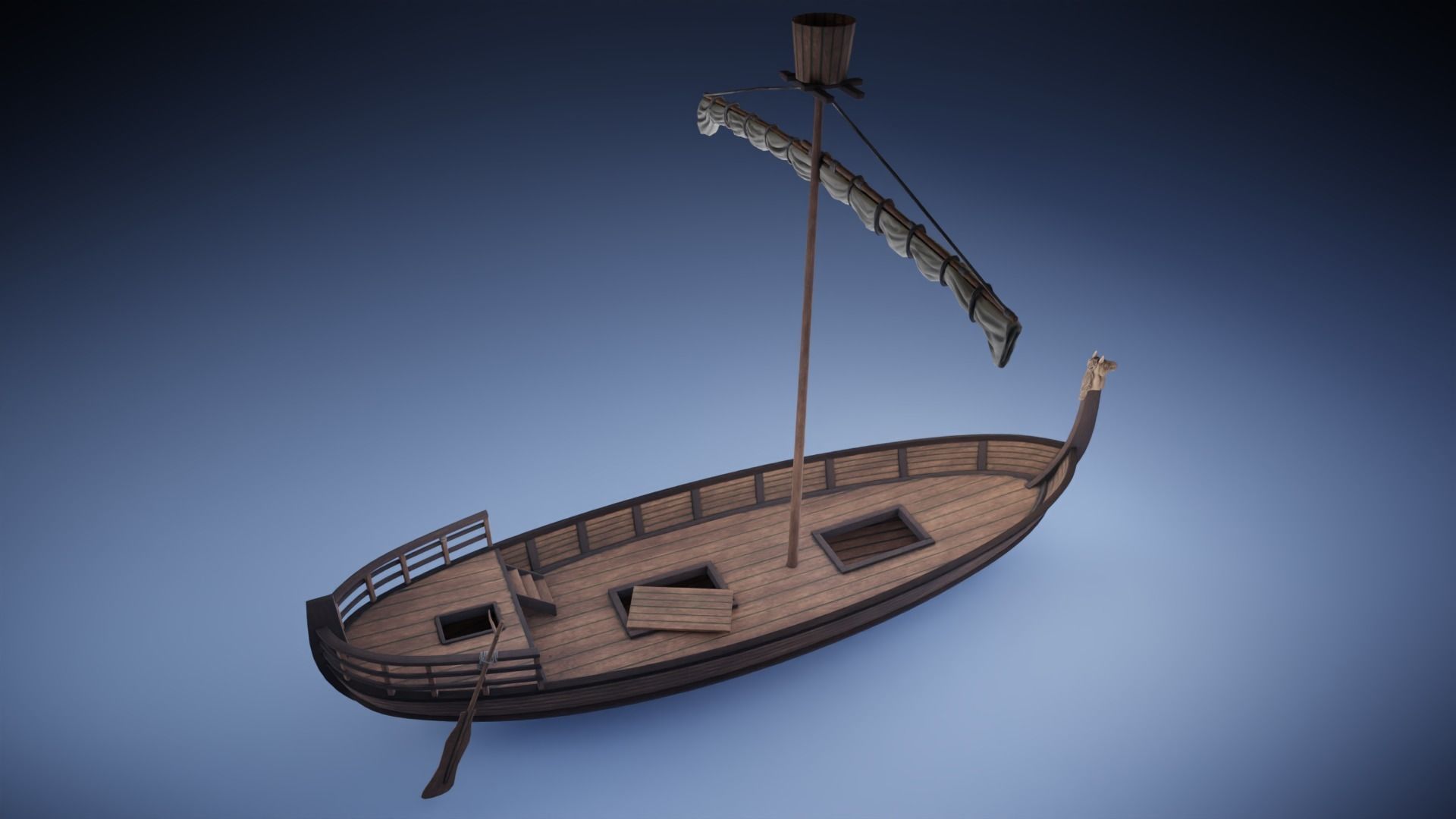 Ancient Ship Low-poly 3D model_4