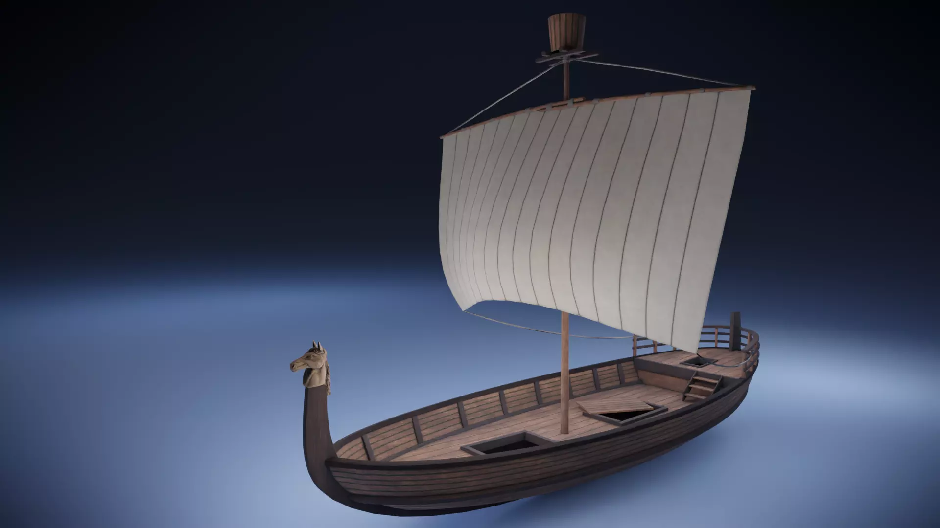 Ancient Ship Low-poly 3D model_0