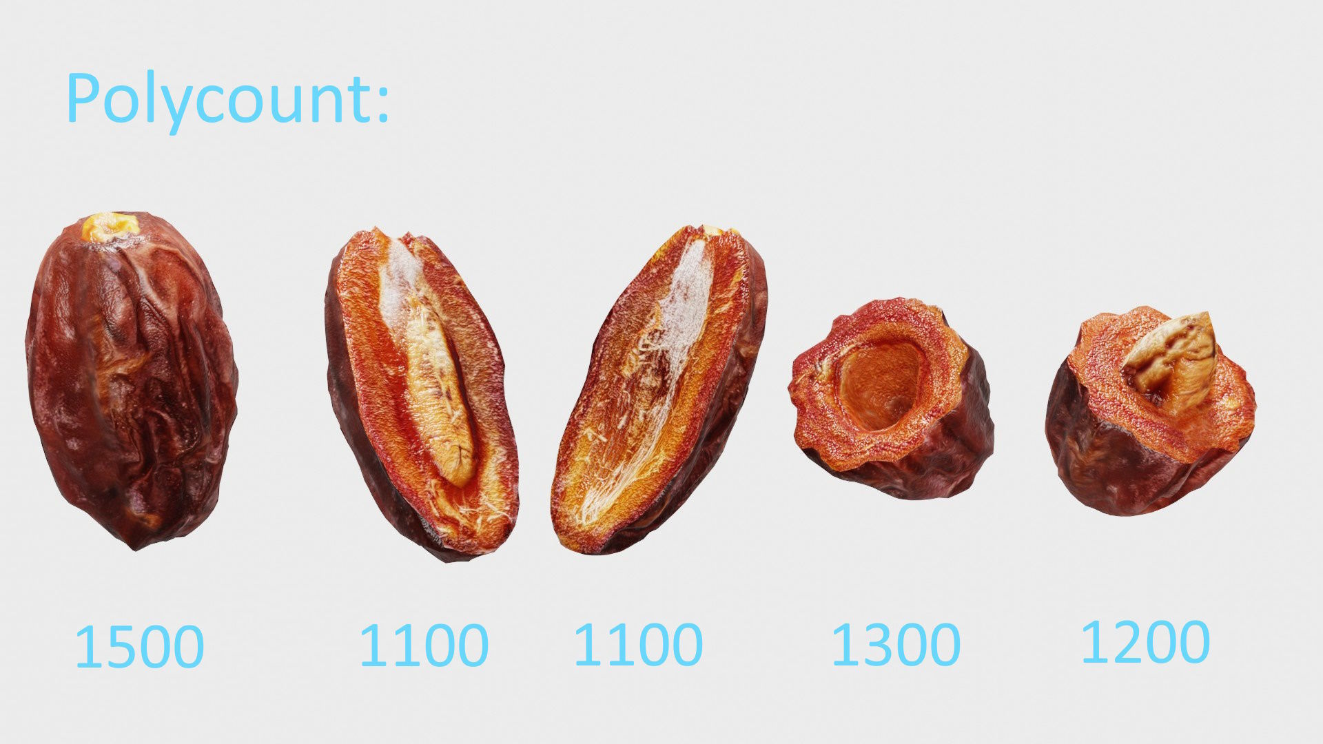 Dates date fruit Low-poly 3D model_15