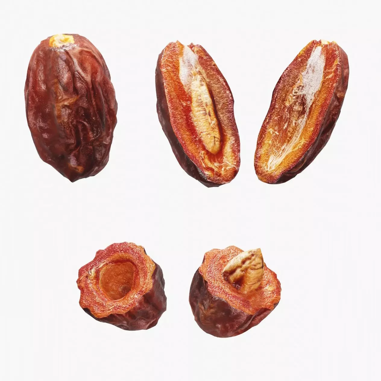 Dates date fruit Low-poly 3D model_0