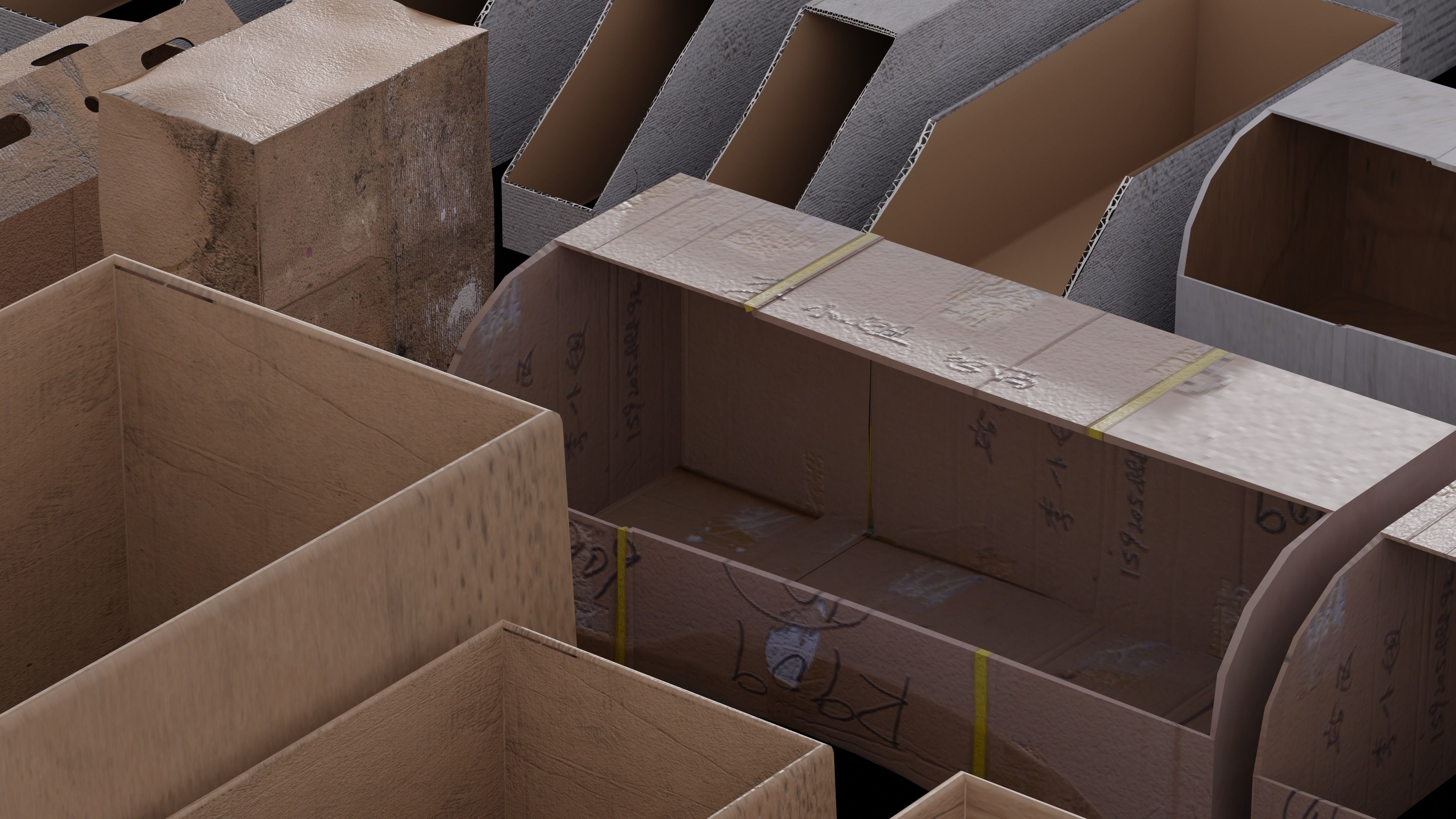 3D model Low-poly Cardboard Carton Boxes VR / AR / low-poly | CGTrader