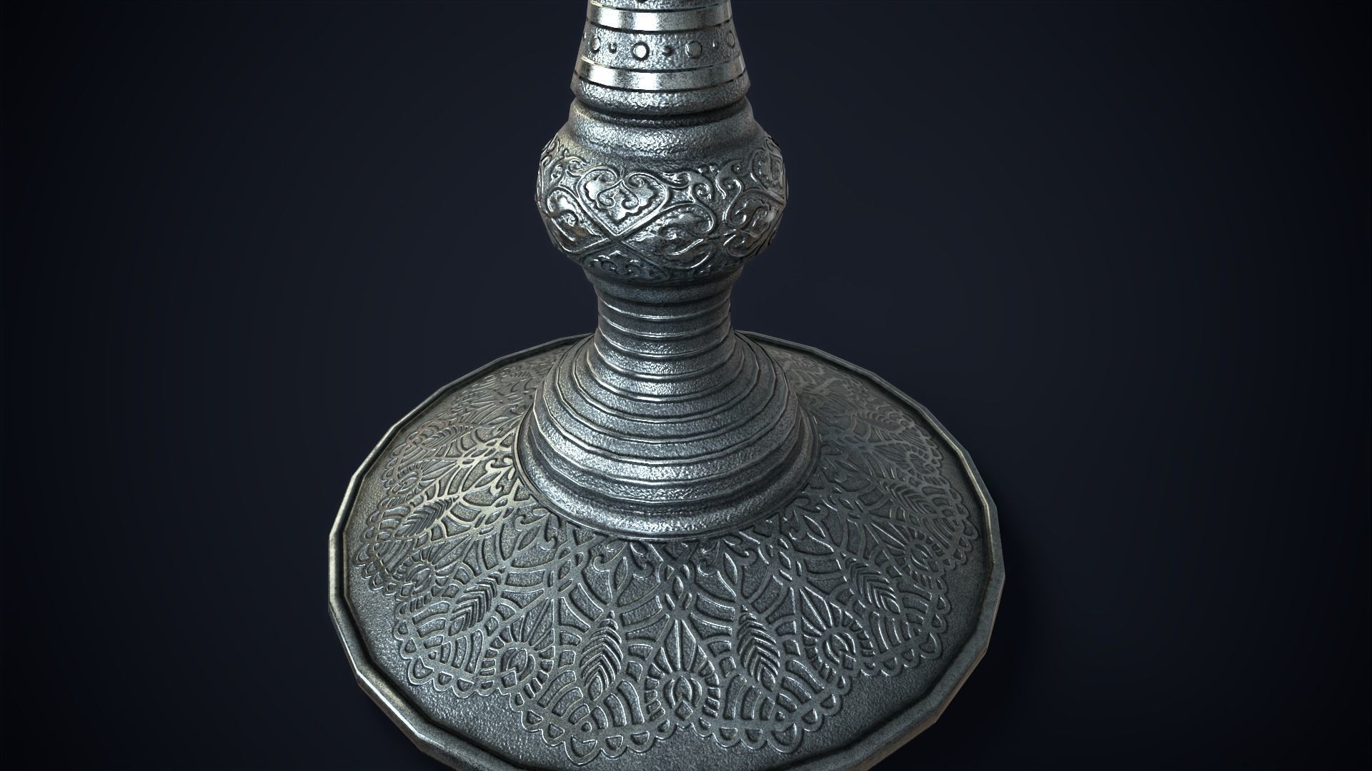 Vintage metal wine glass Low-poly 3D model_6