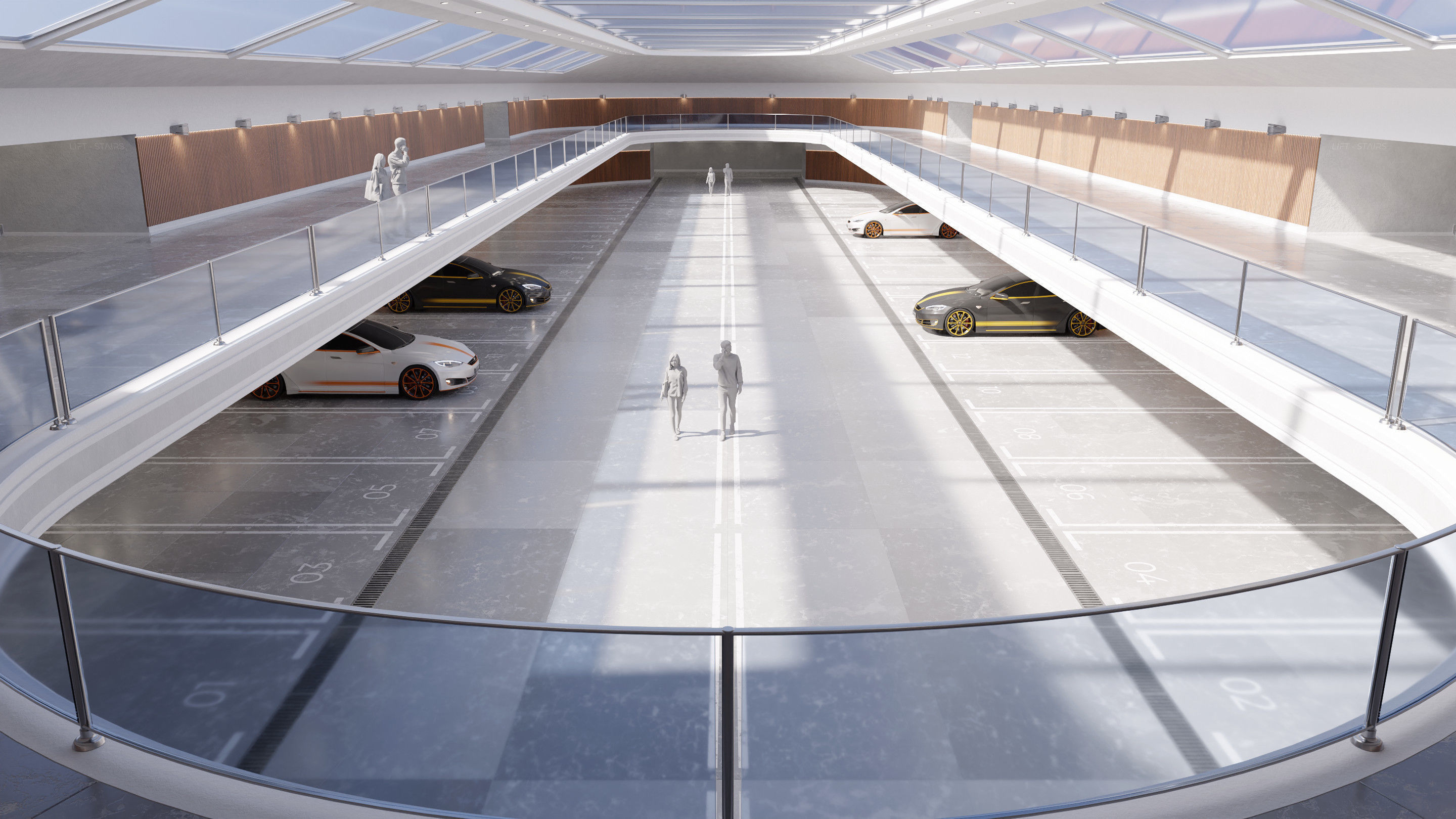 Modern Luxury Car Park - Garage -  Hall - Hipoly 3D Model 3D model_3