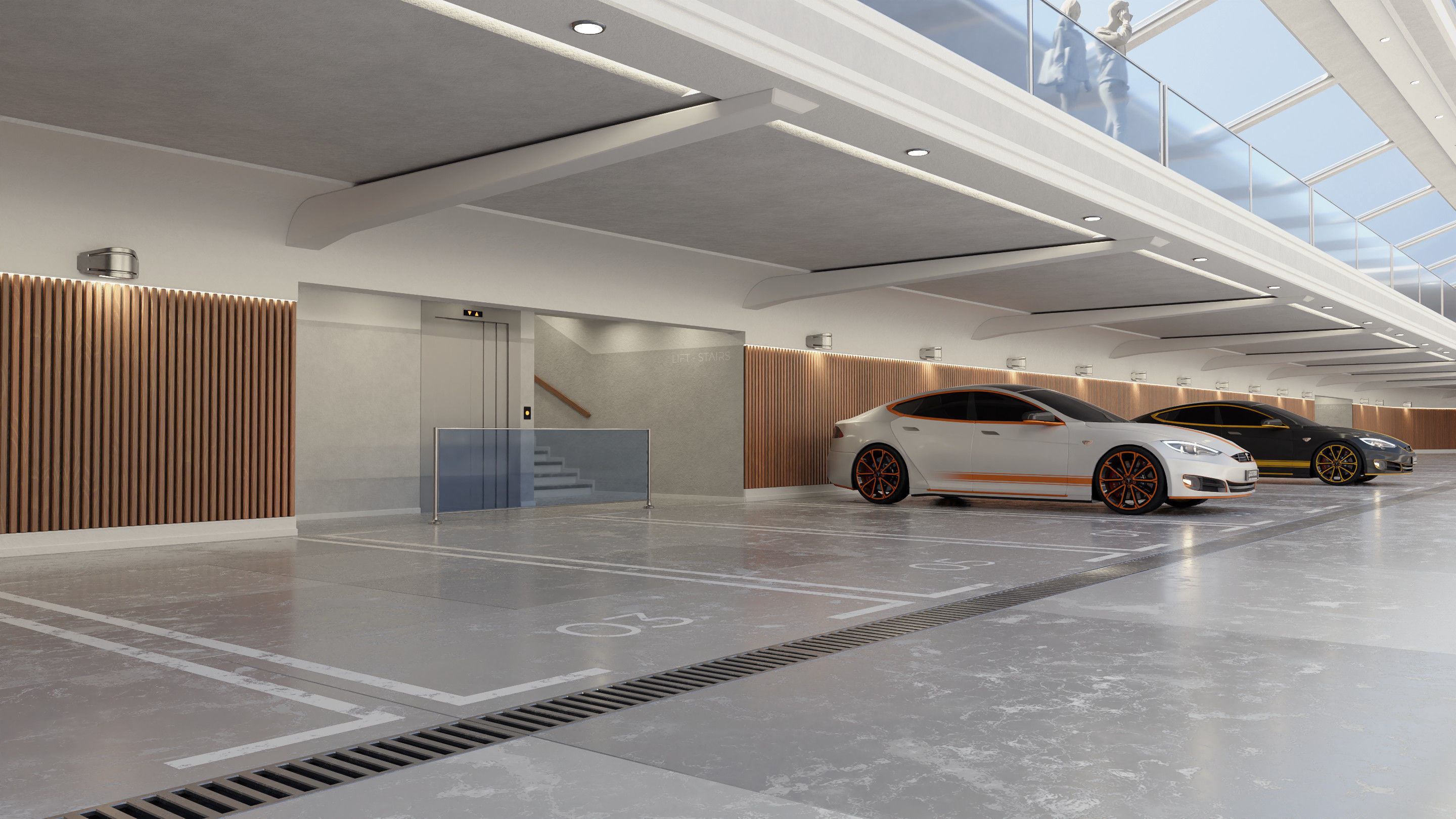 Modern Luxury Car Park - Garage -  Hall - Hipoly 3D Model 3D model_2