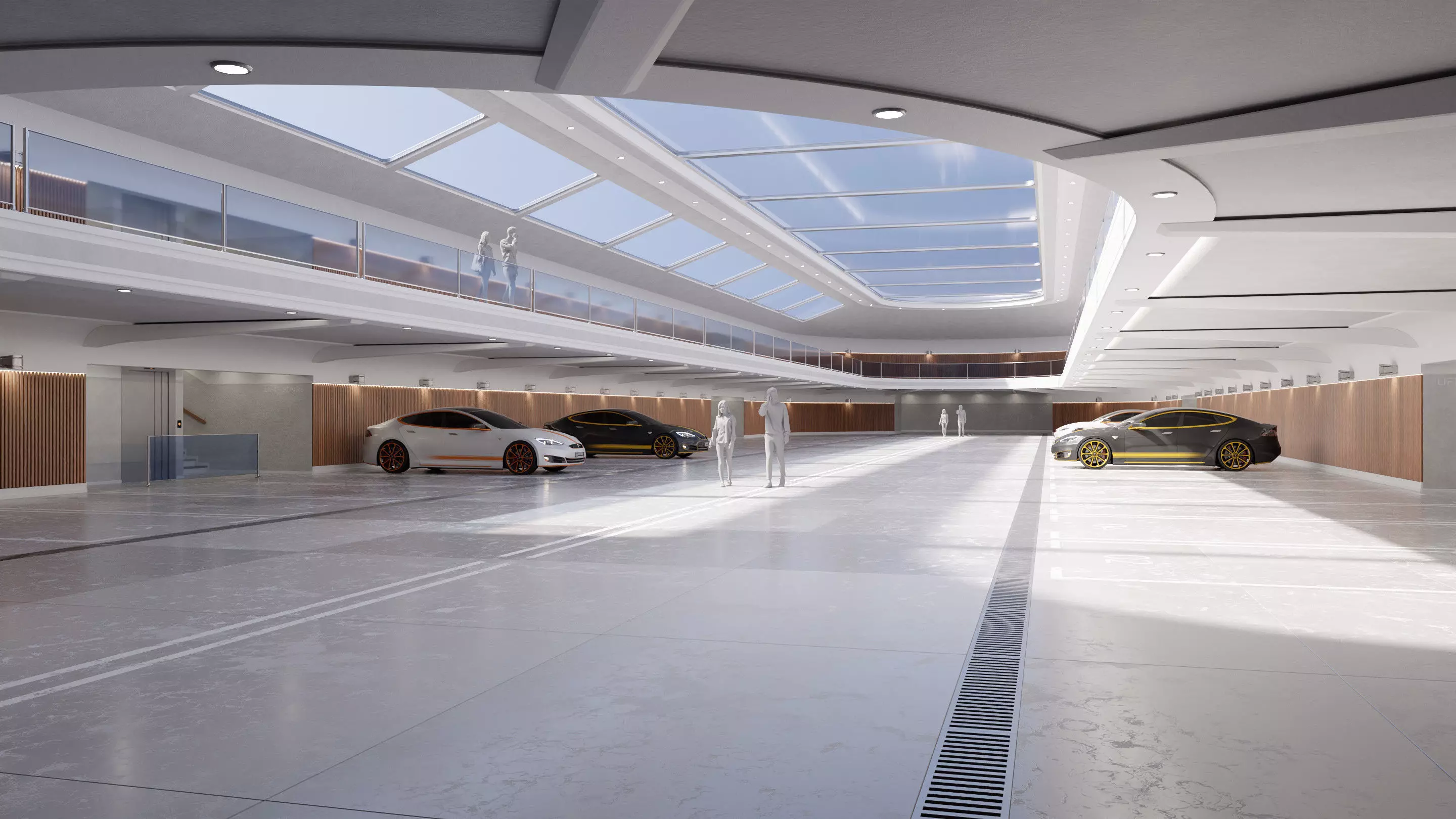 Modern Luxury Car Park - Garage -  Hall - Hipoly 3D Model 3D model_0