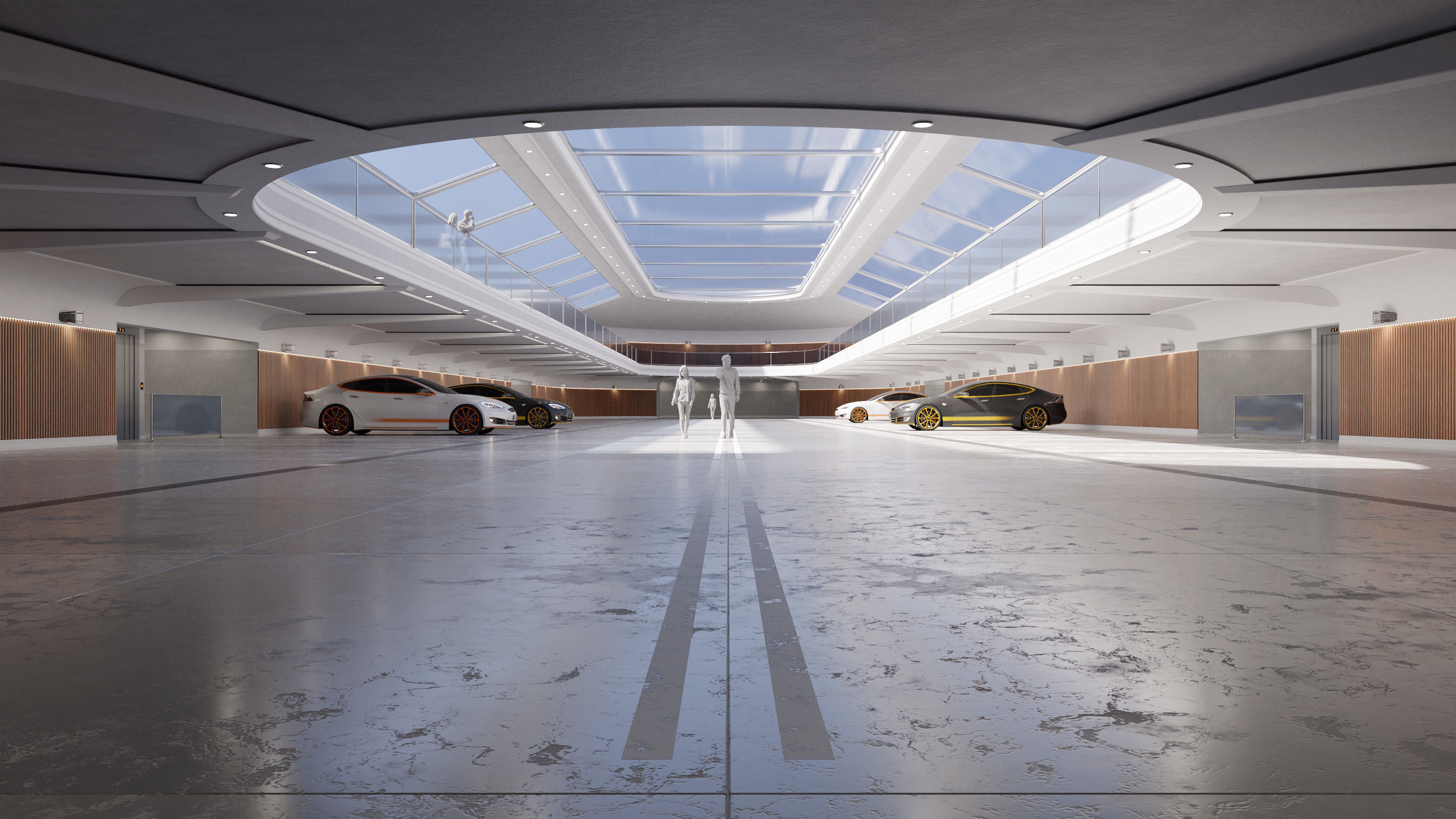 Modern Luxury Car Park - Garage -  Hall - Hipoly 3D Model 3D model_6