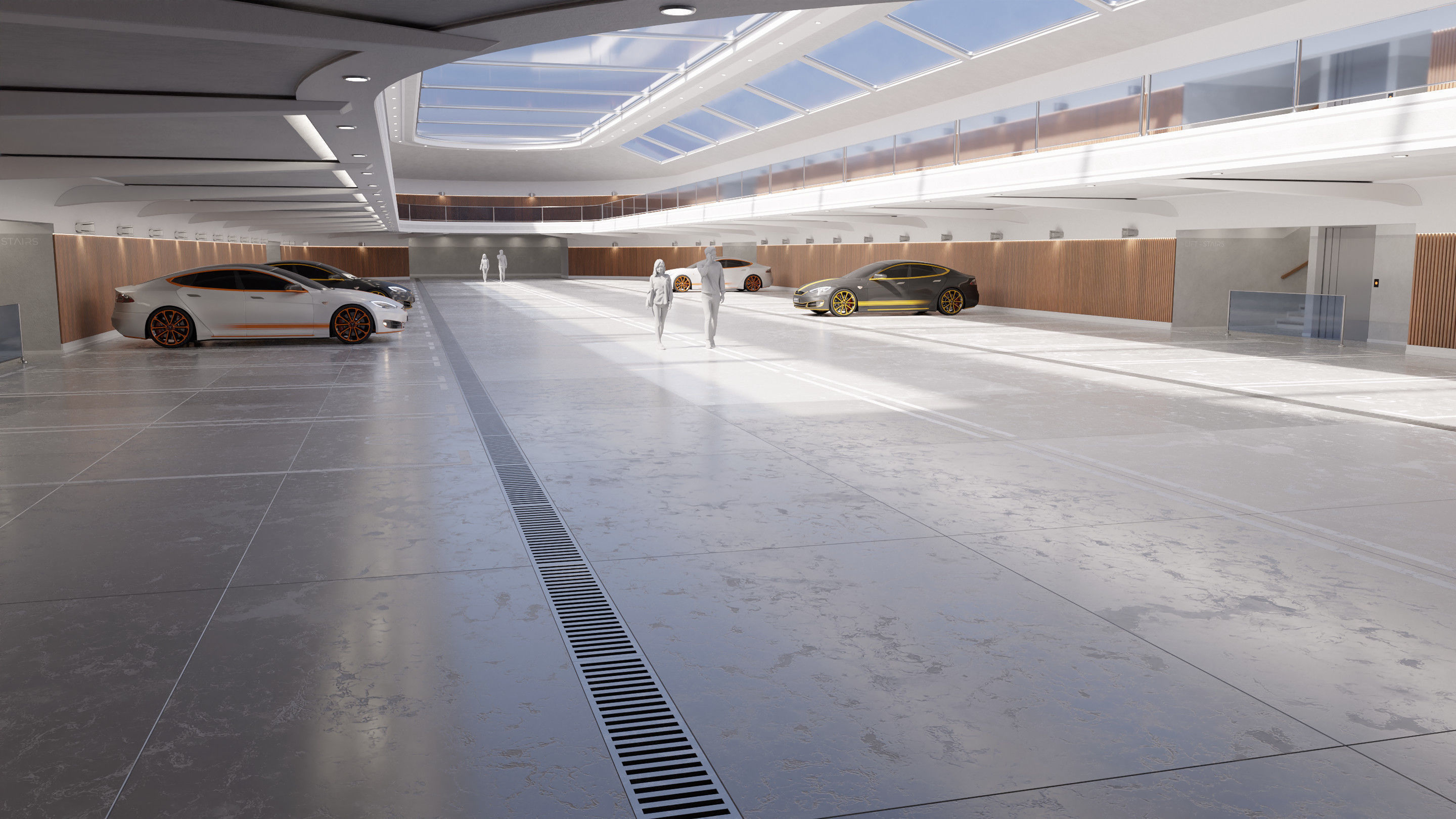 Modern Luxury Car Park - Garage -  Hall - Hipoly 3D Model 3D model_4