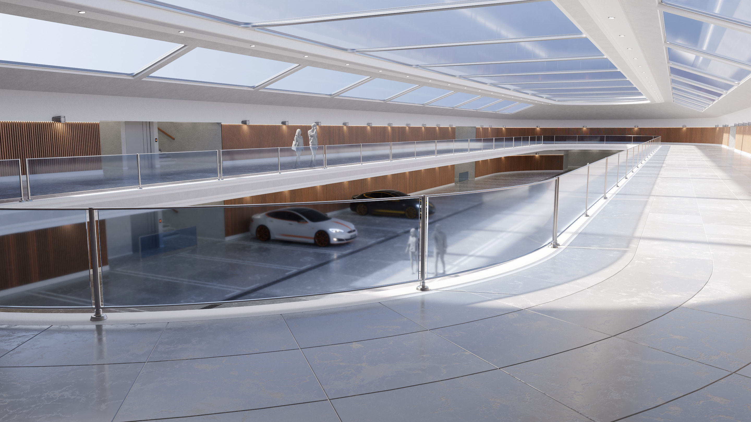 Modern Luxury Car Park - Garage -  Hall - Hipoly 3D Model 3D model_5