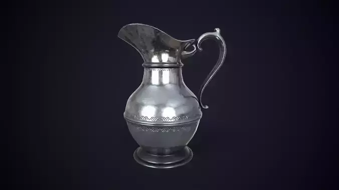 Vintage metal jug Low-poly 3D model