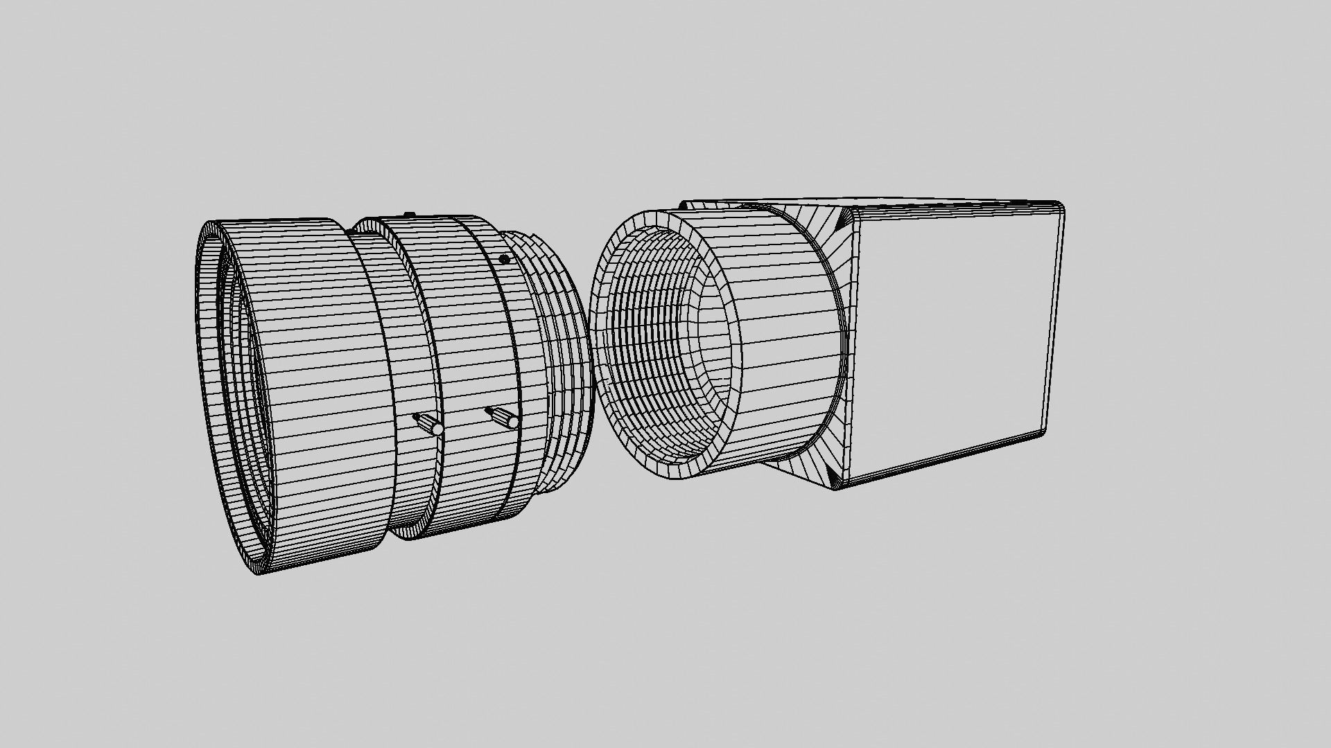 Industrial USB 3 CCTV camera with C-mount 35 mm lense 3D model_4