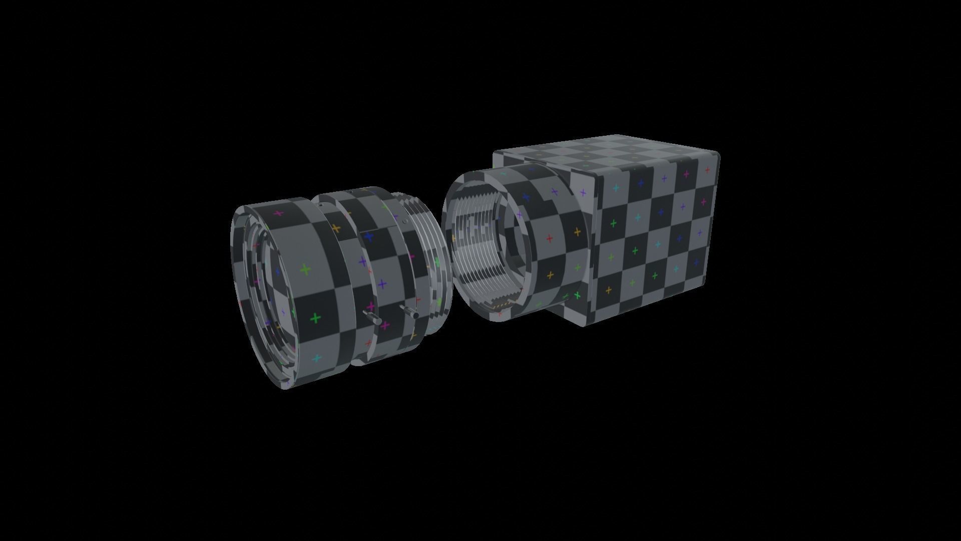 Industrial USB 3 CCTV camera with C-mount 35 mm lense 3D model_3