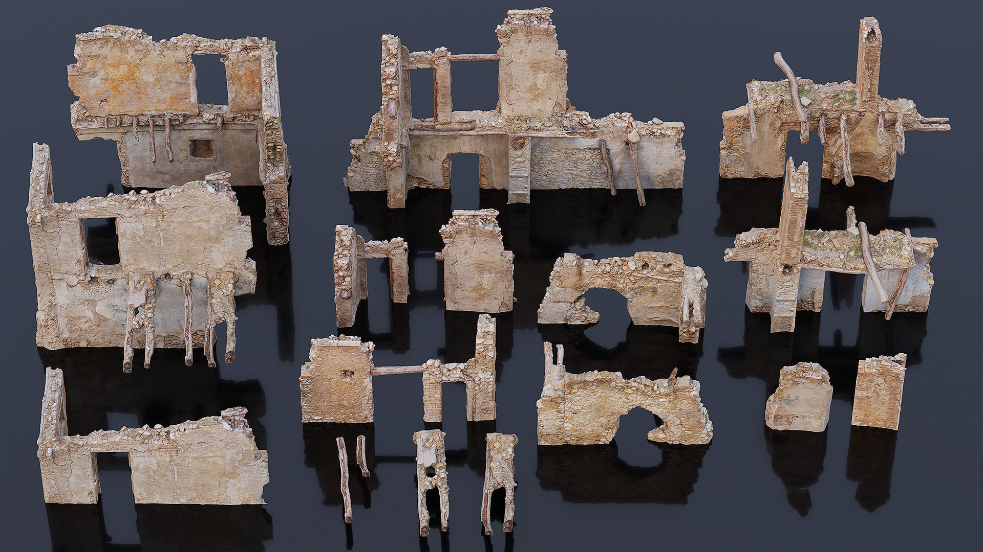 Old Building House Ruins Pack 3D Model Collection_5