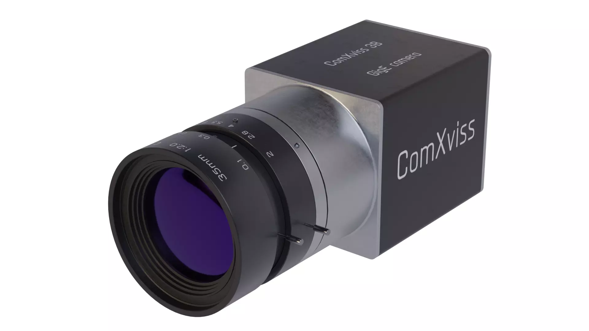 Industrial GigE CCTV camera with C-mount 35 mm lense 3D model 3D model_0