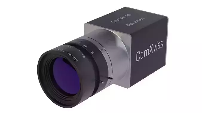 Industrial GigE CCTV camera with C-mount 35 mm lense 3D model 3D model