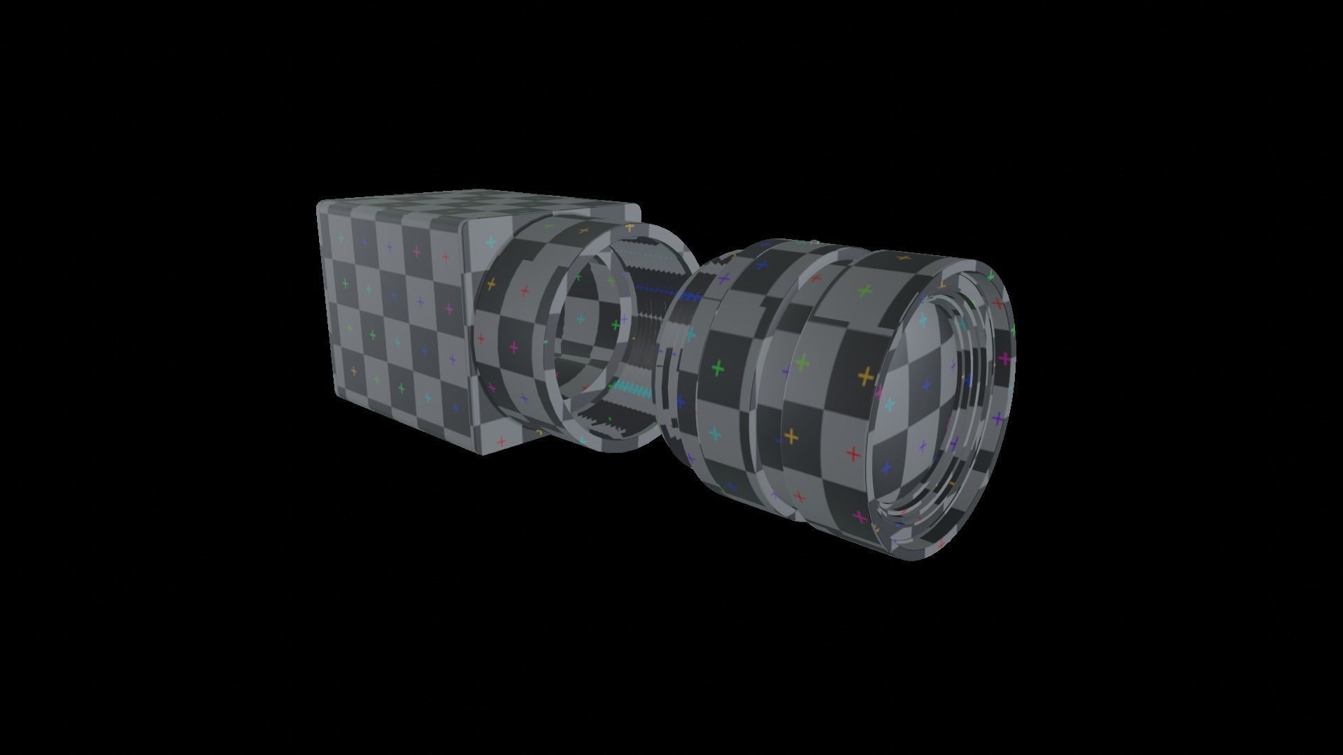 Industrial GigE CCTV camera with C-mount 35 mm lense 3D model 3D model_3