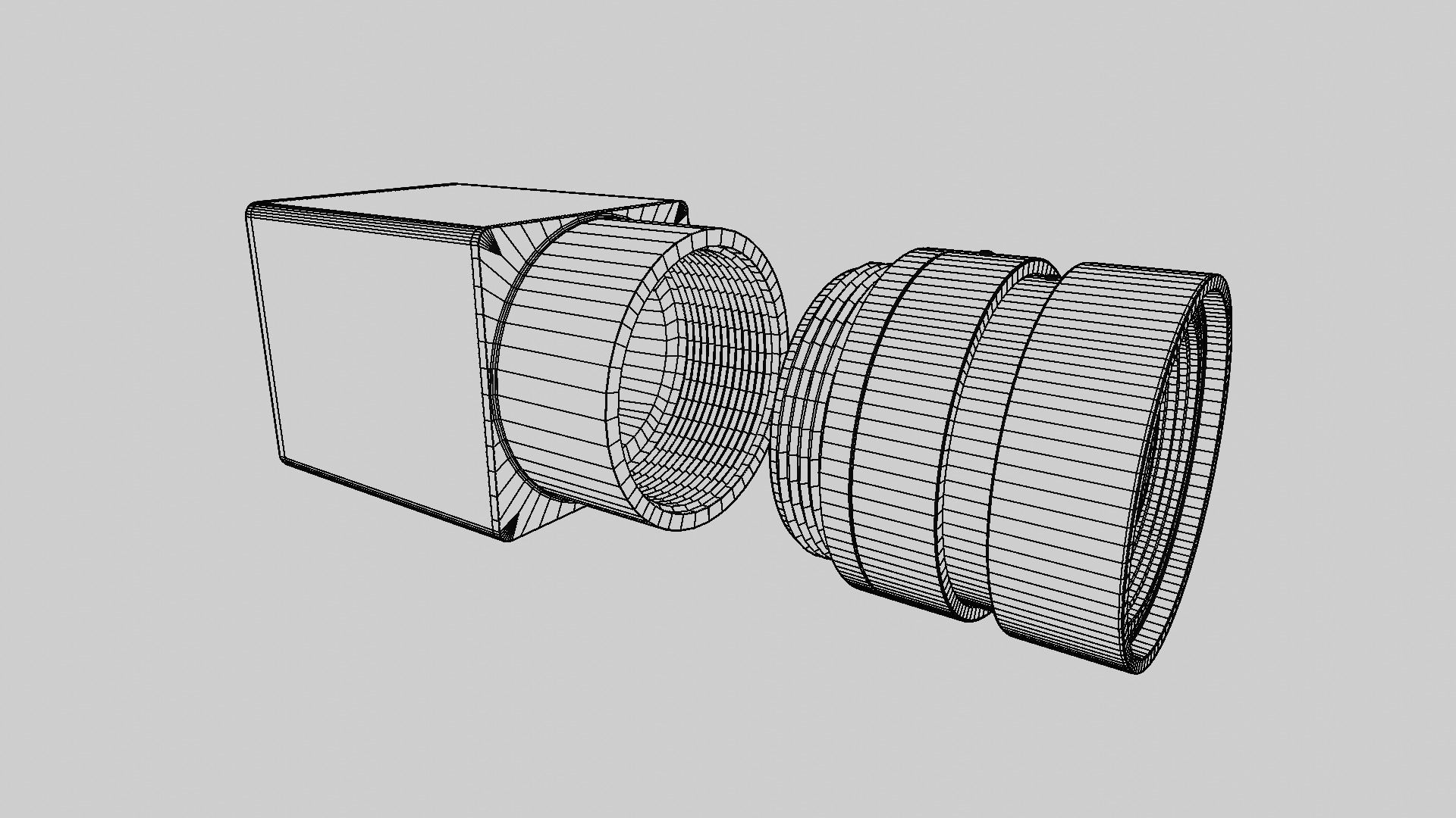 Industrial GigE CCTV camera with C-mount 35 mm lense 3D model 3D model_4