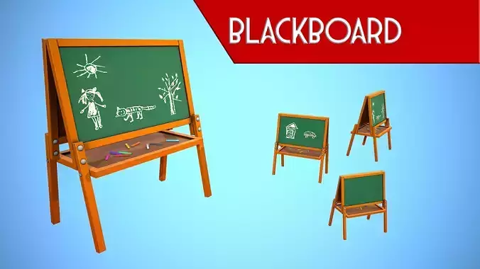 CHILDREN BLACKBOARD CARTOON STYLIZED Low-poly 3D model