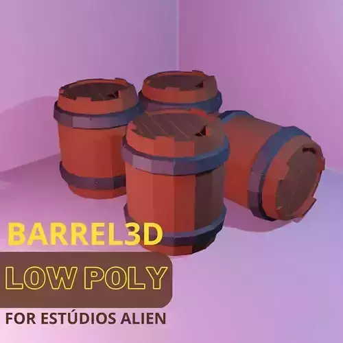 Low Poly 3D Barrel barrels for studios alien