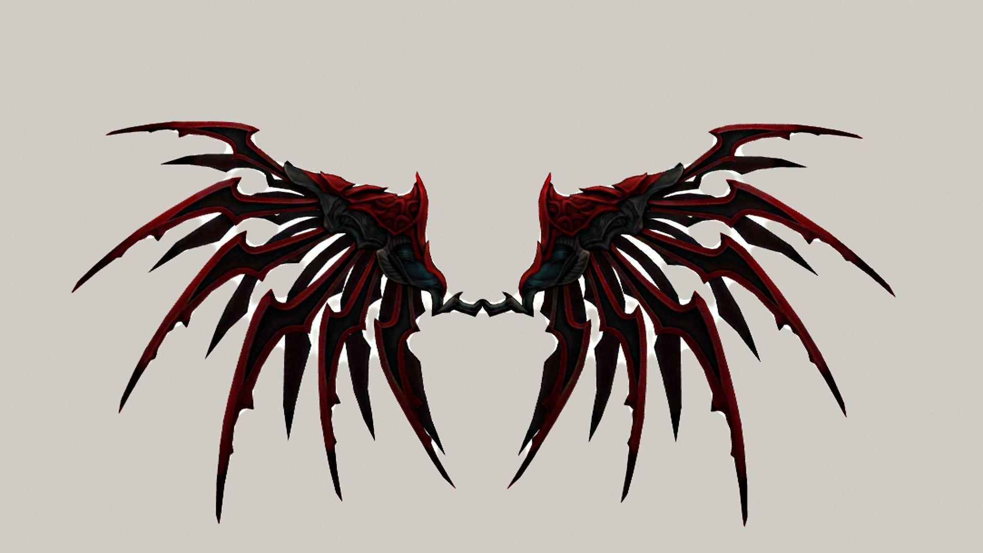 Futuristic Blood Metal Wing Low-poly 3D model_12