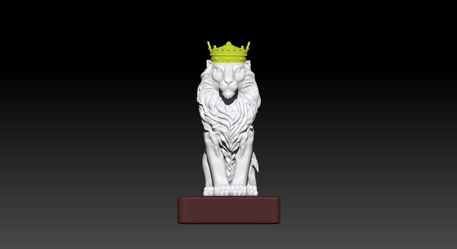 Lion portant une couronne 3D model_4