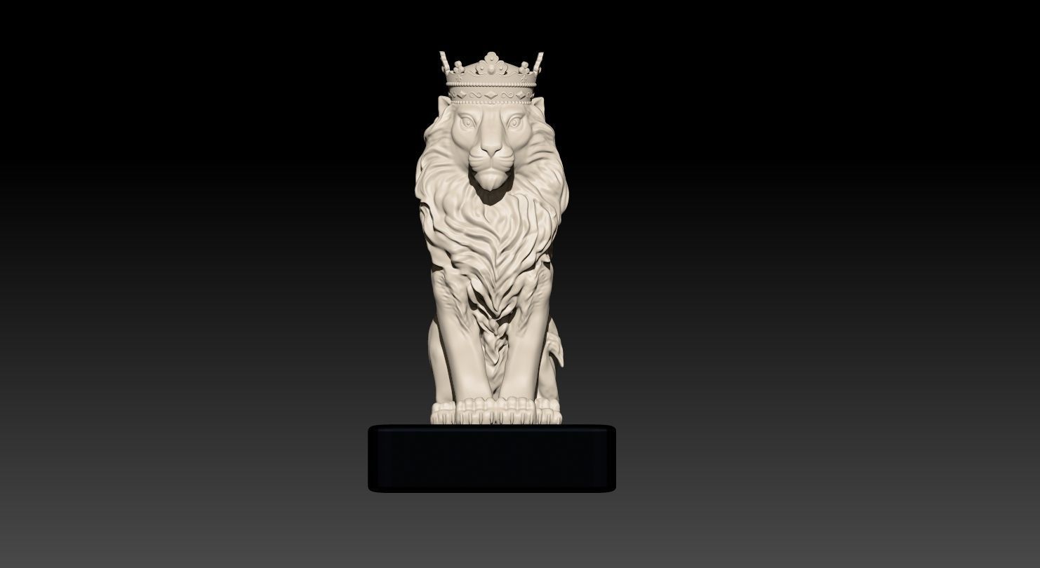 Lion portant une couronne 3D model_1