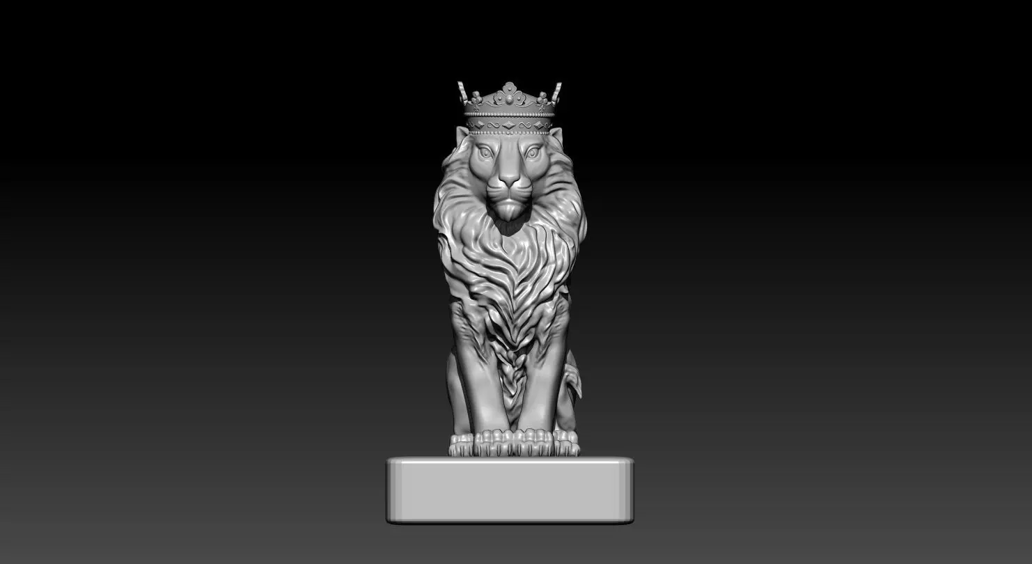 Lion portant une couronne 3D model_0