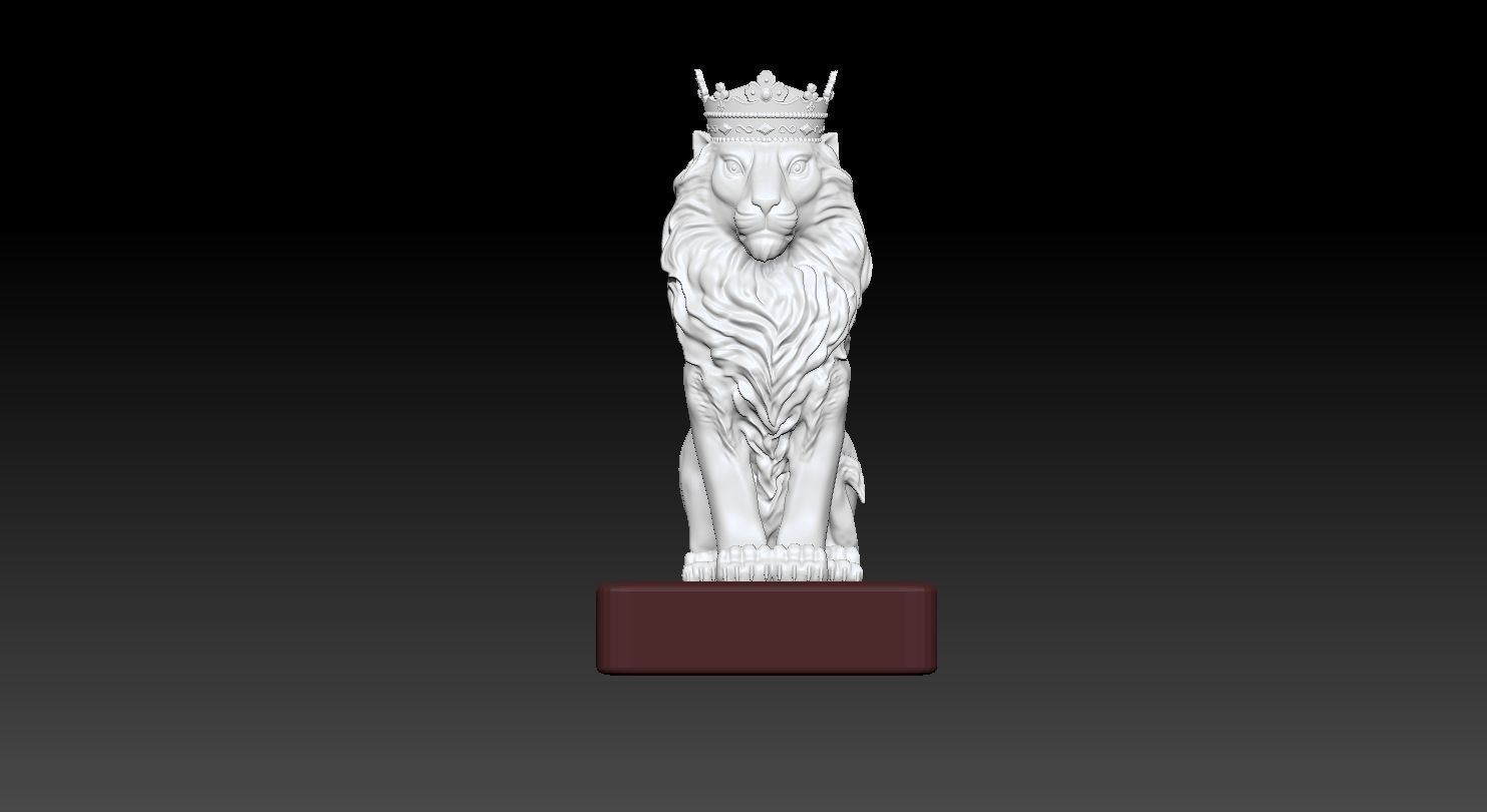 Lion portant une couronne 3D model_3
