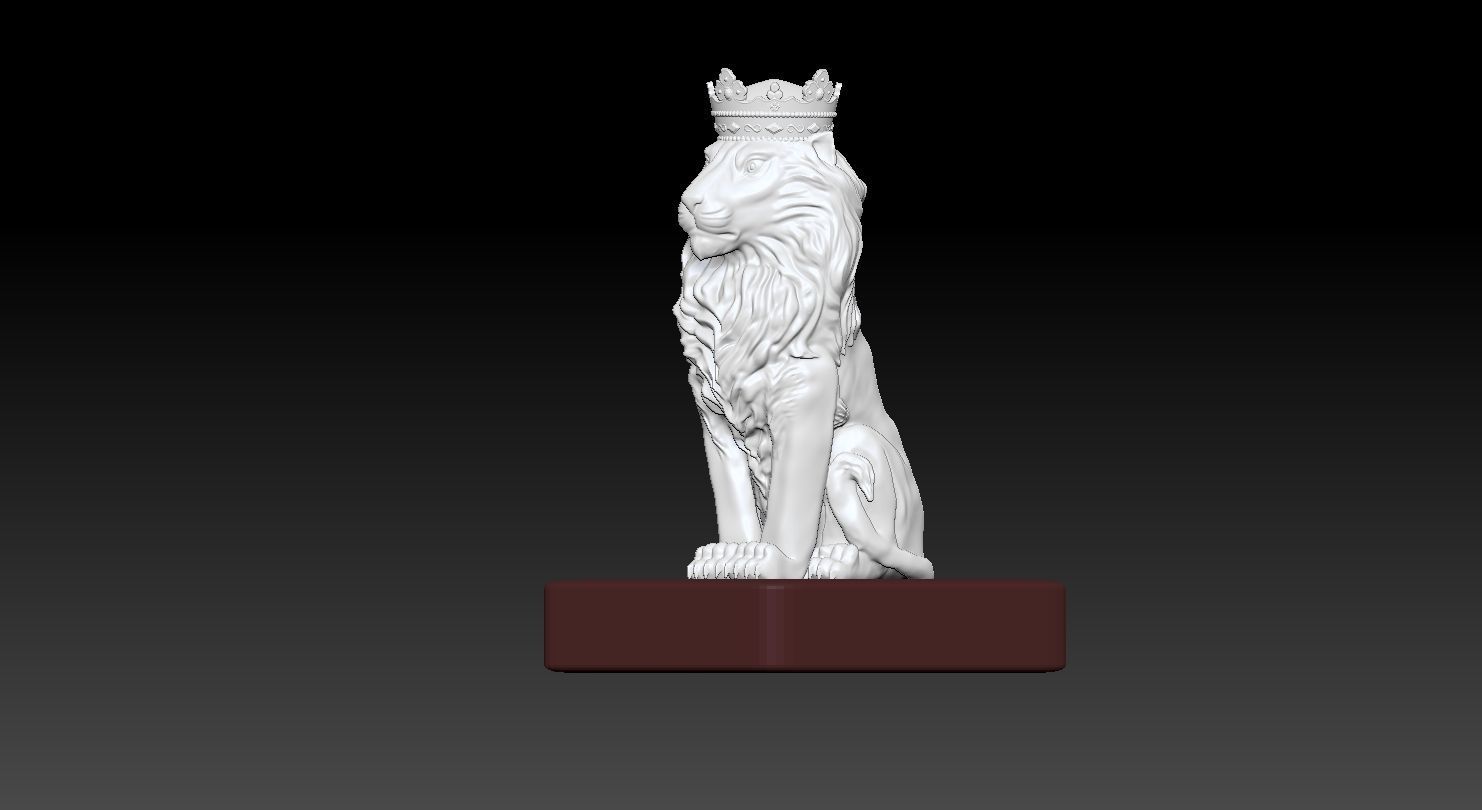 Lion portant une couronne 3D model_2