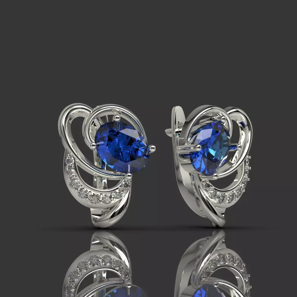 Earrings with diamonds 2 3D print model_0