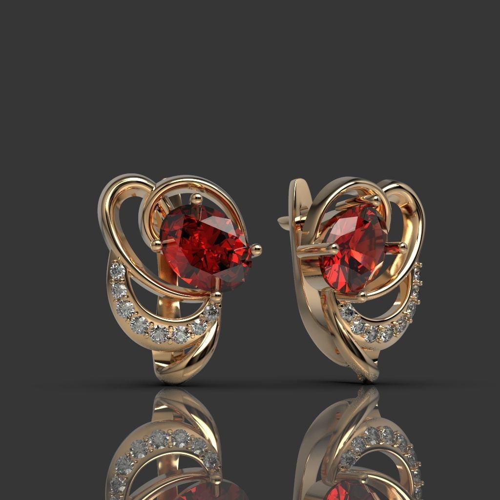 Earrings with diamonds 2 3D print model_3