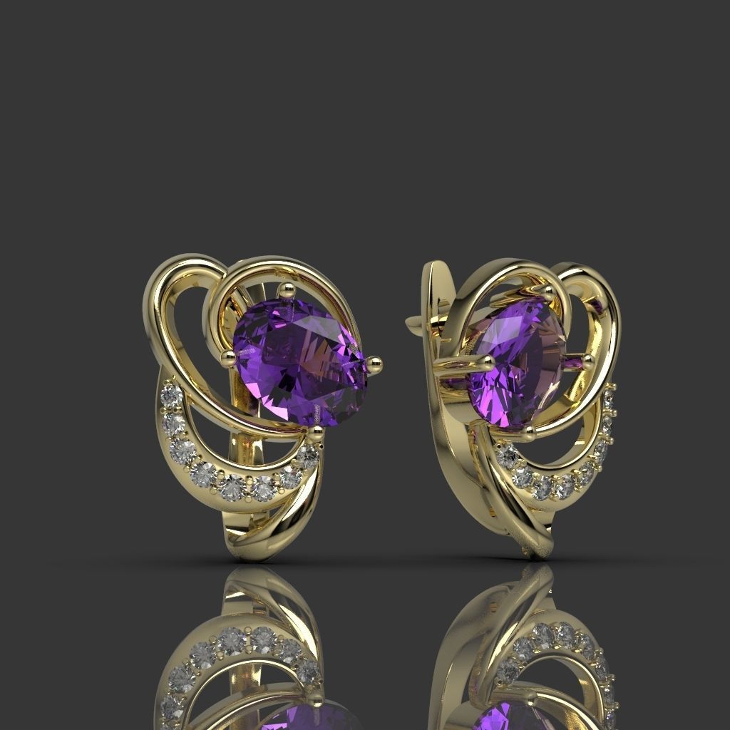 Earrings with diamonds 2 3D print model_1