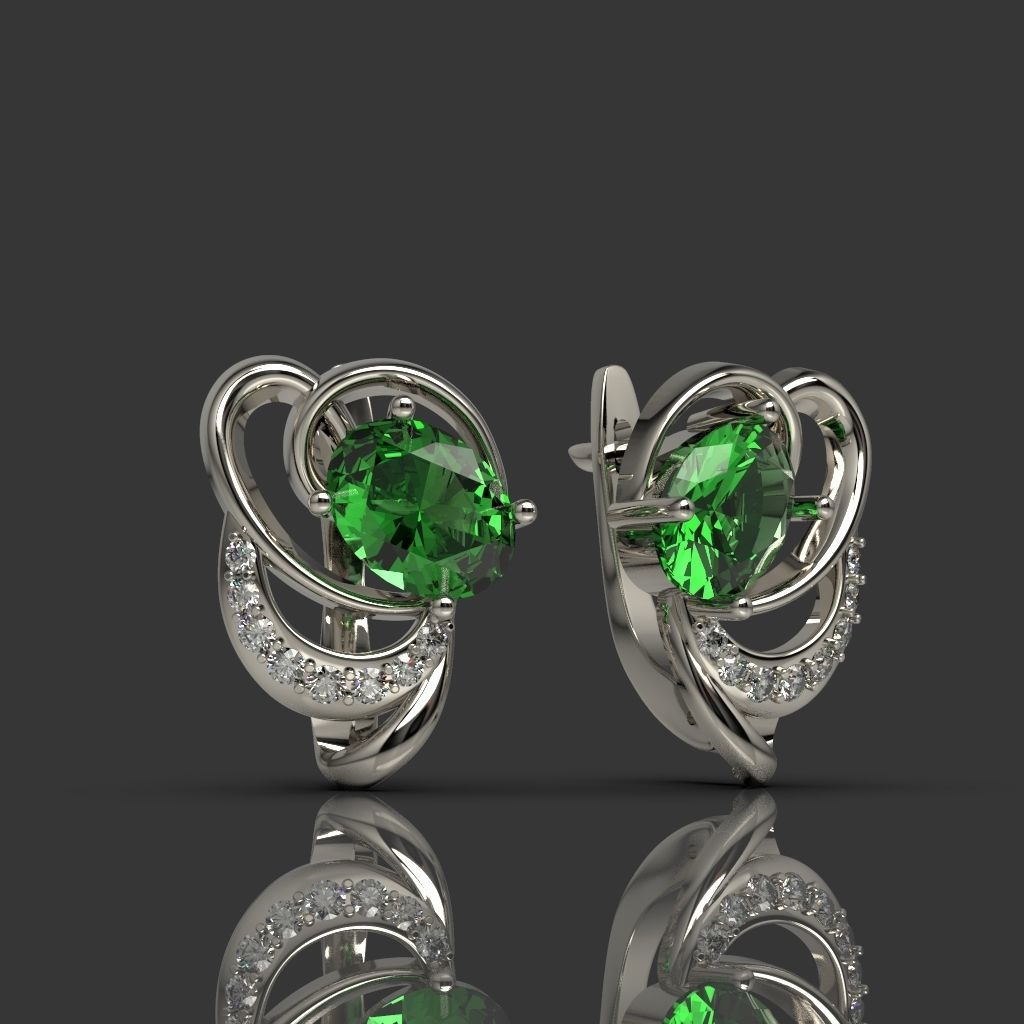 Earrings with diamonds 2 3D print model_2