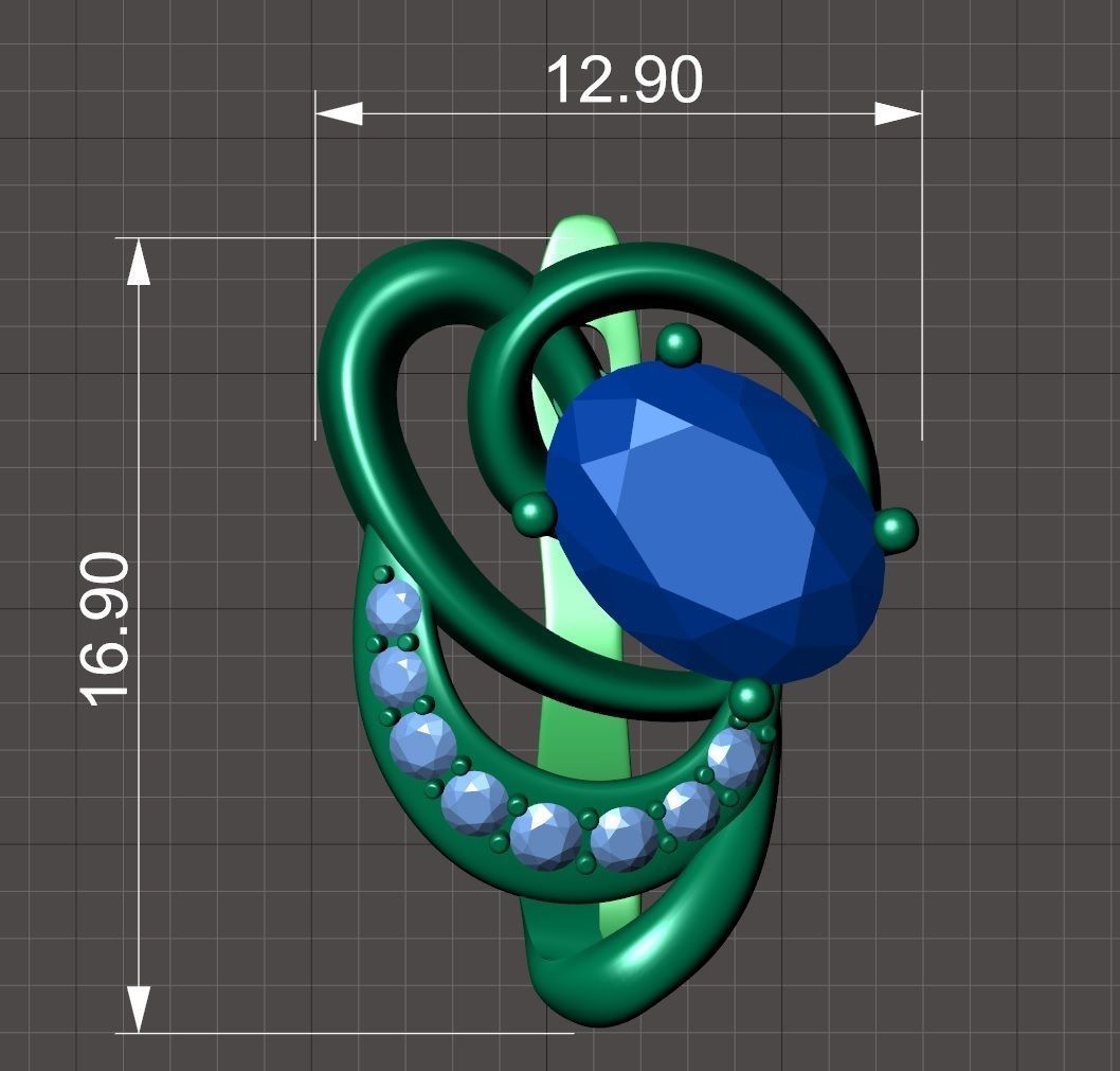 Earrings with diamonds 2 3D print model_7