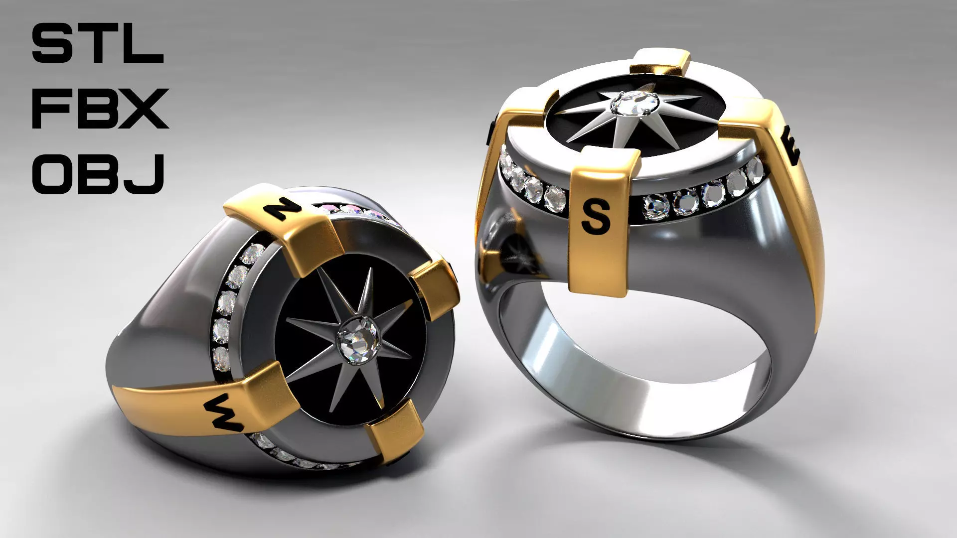 Compass ring 3D Free 3D print model_0