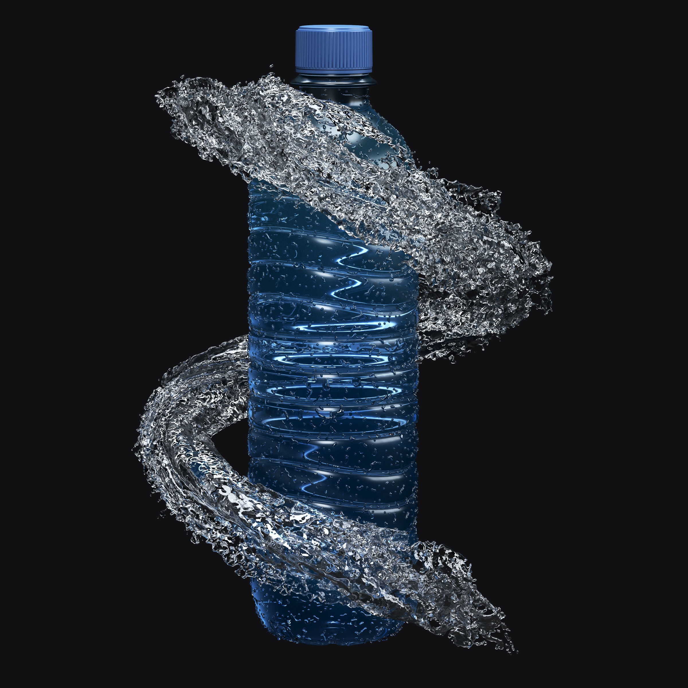 Six water splashes 3D model_3
