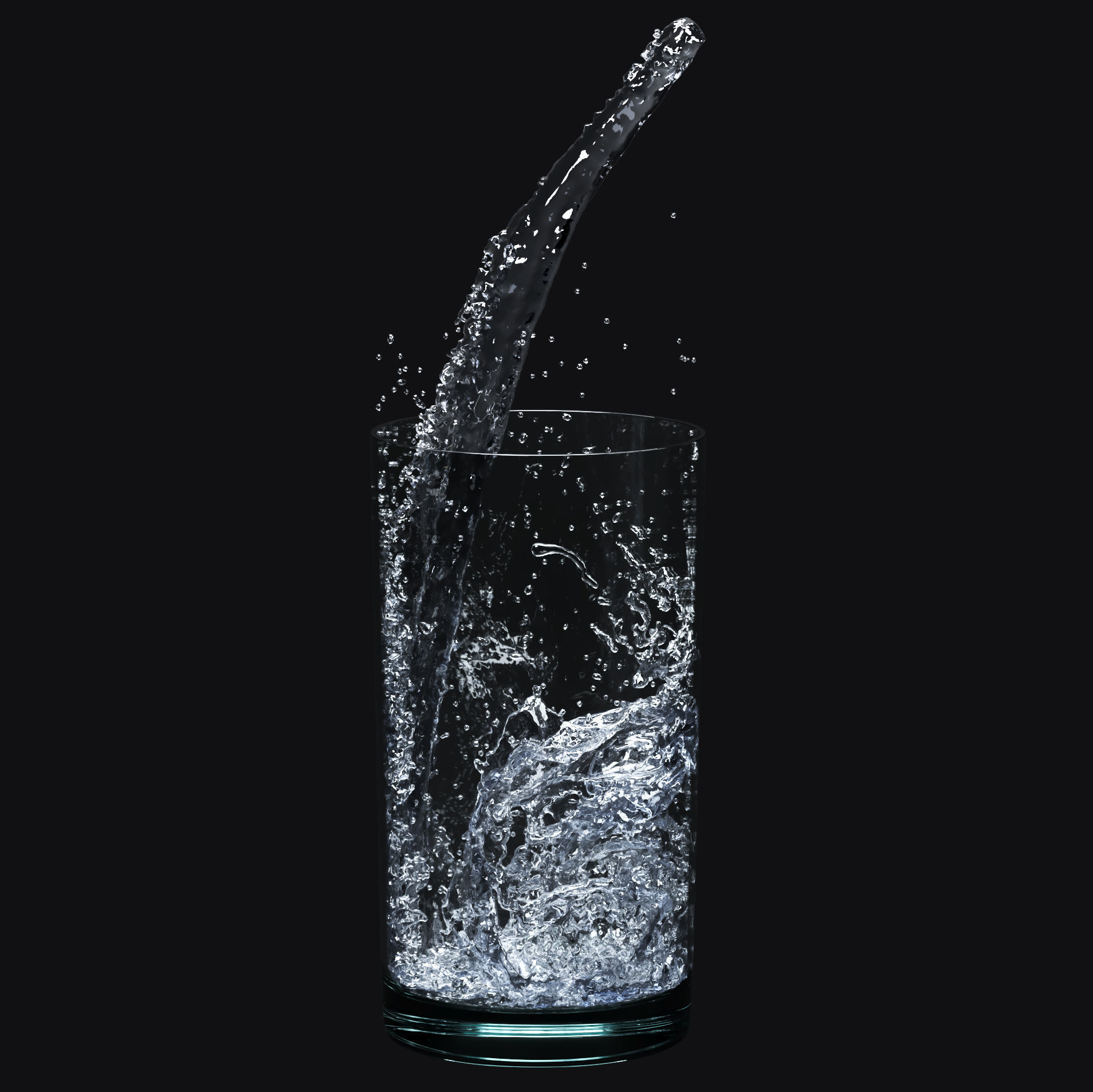 Six water splashes 3D model_4