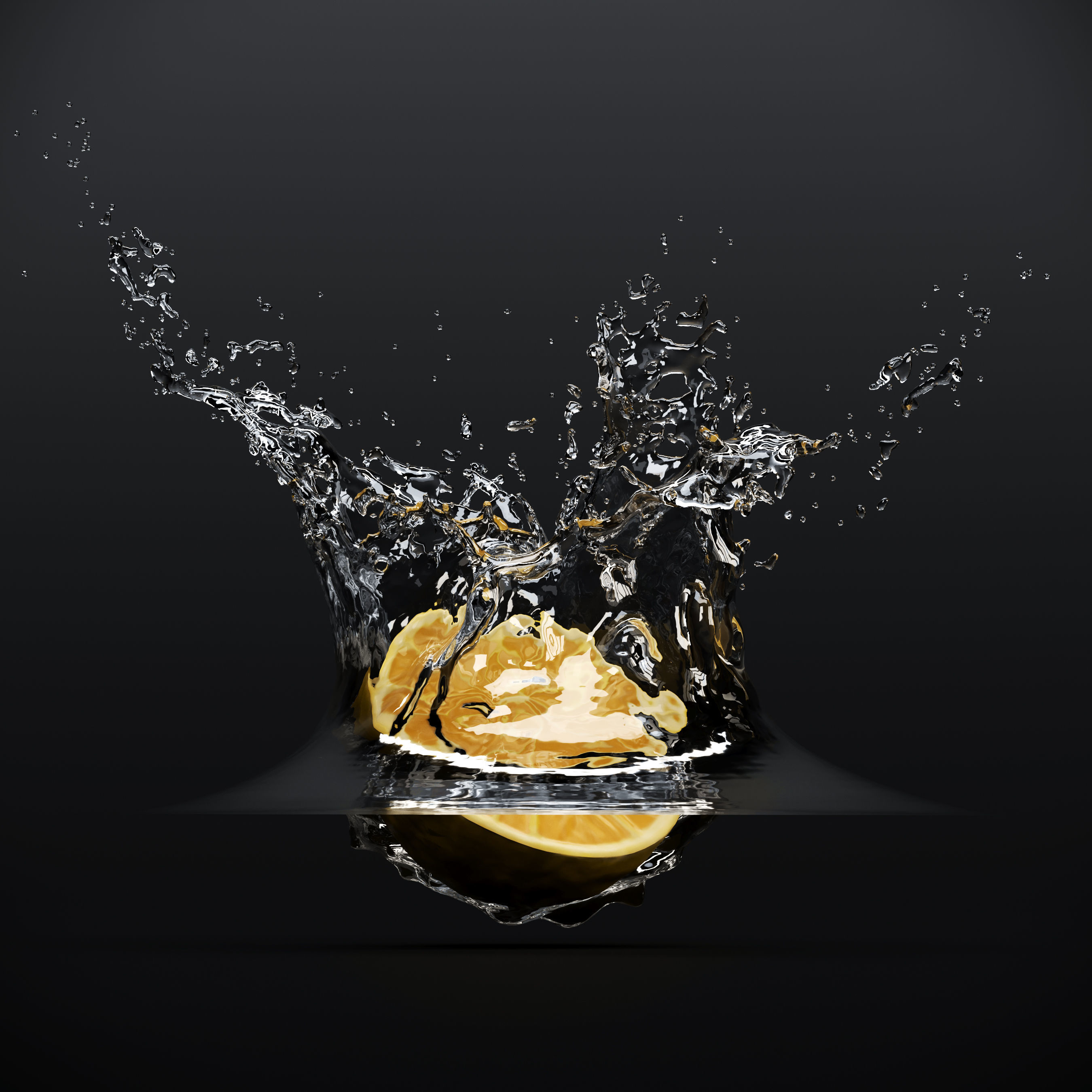 Six water splashes 3D model_7