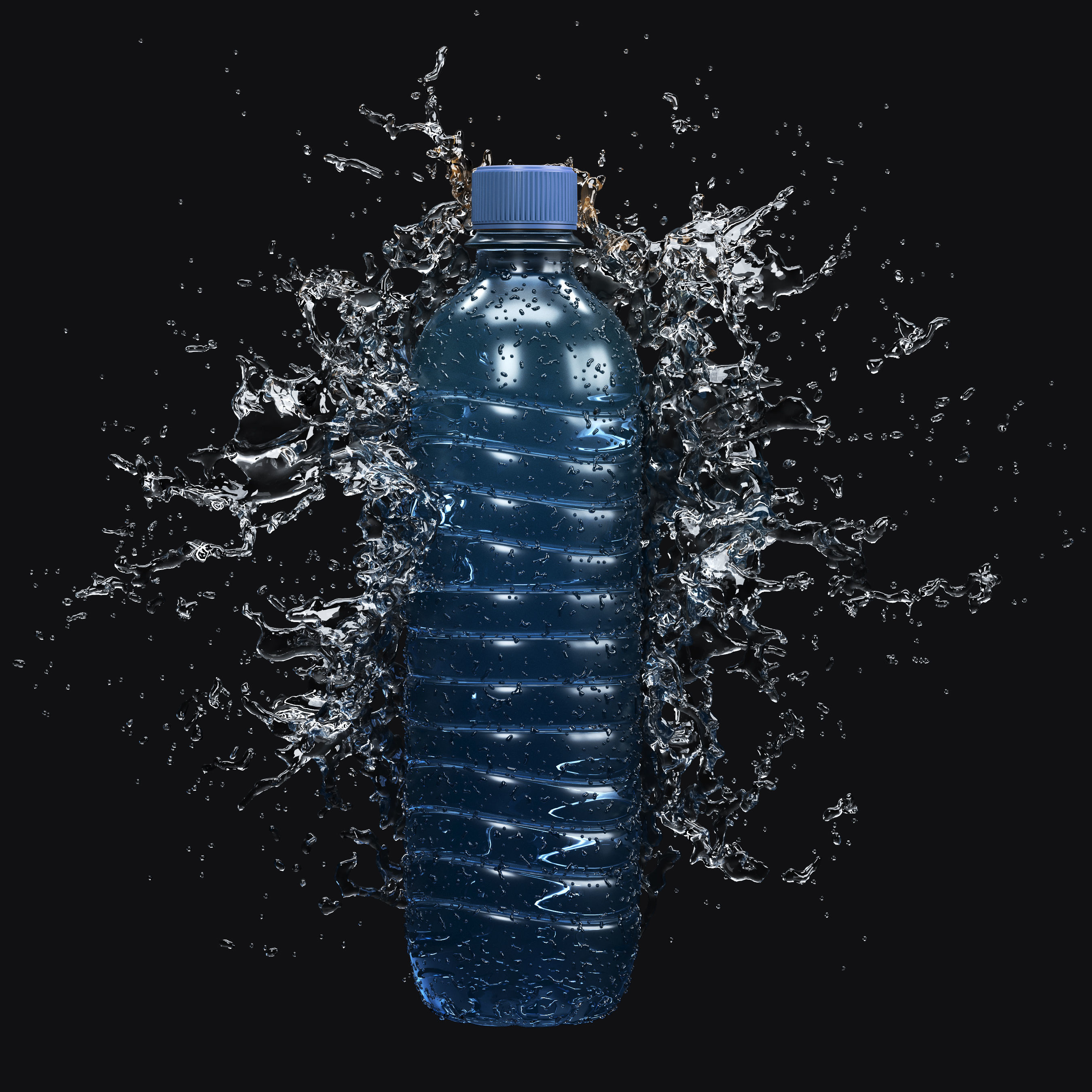 Six water splashes 3D model_2