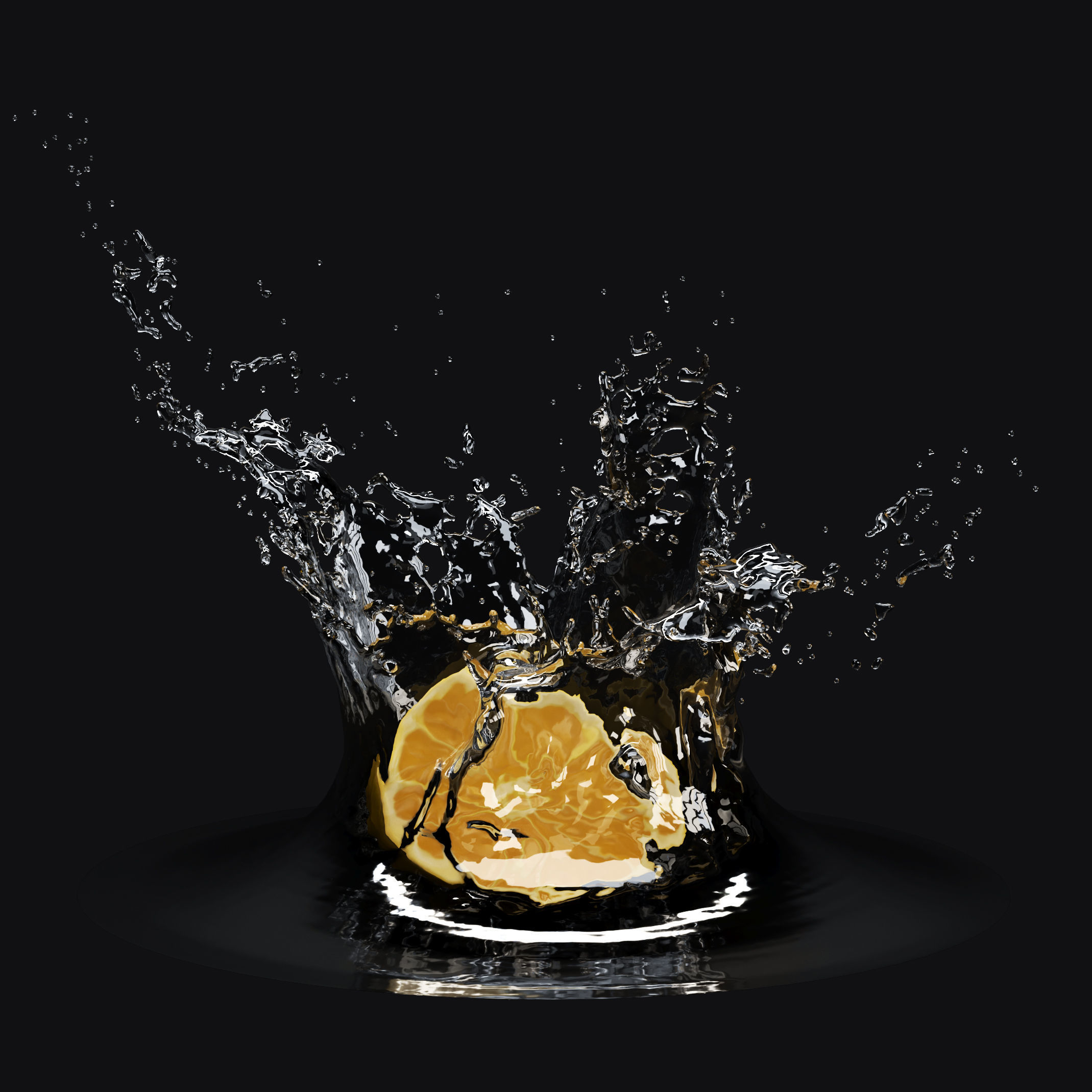 Six water splashes 3D model_1