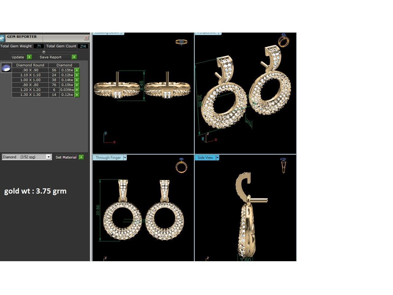 Women drop earrings 3dm render detail 3D print model_1