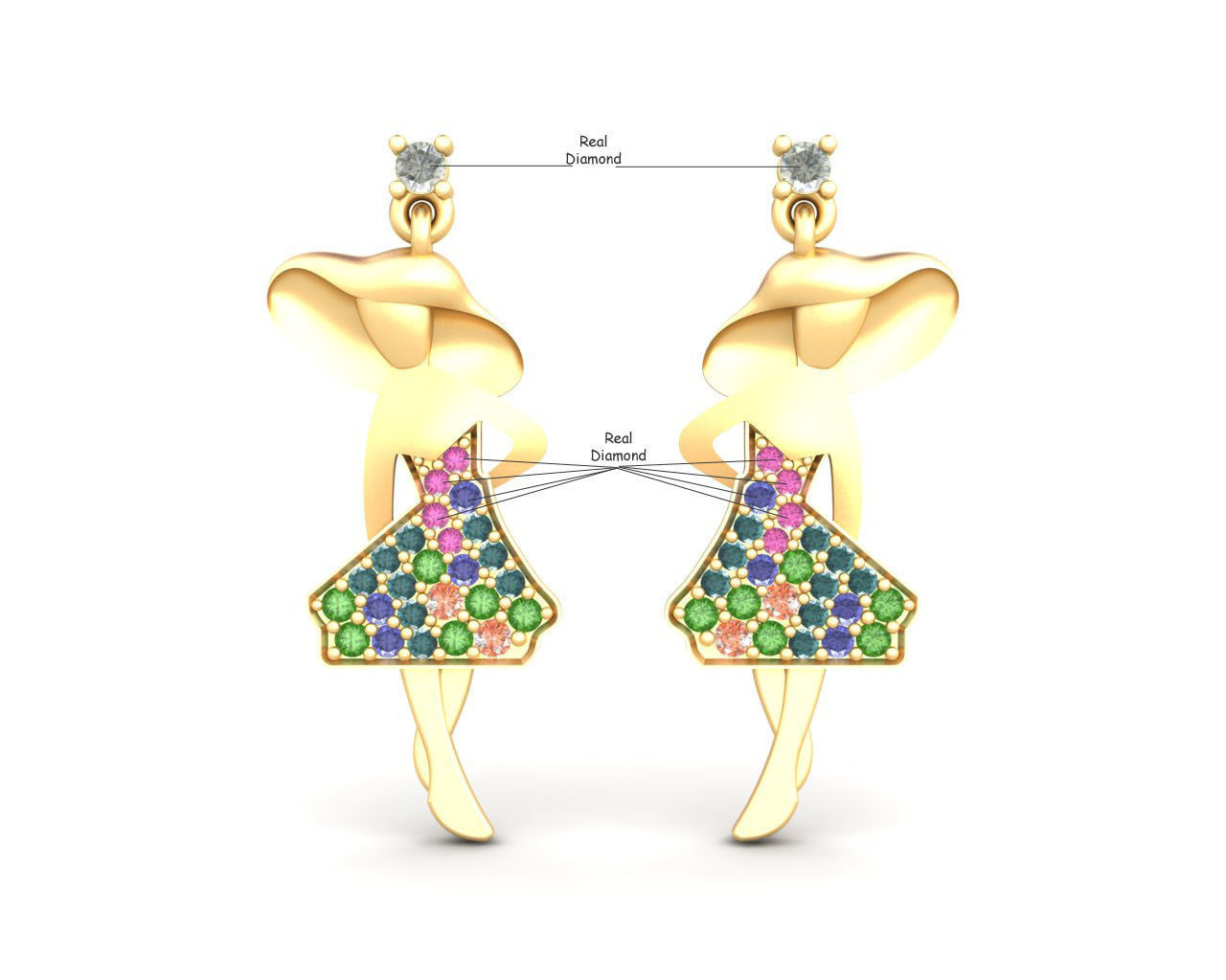 Mouse Women drop earrings 3dm render detail 3D print model_3