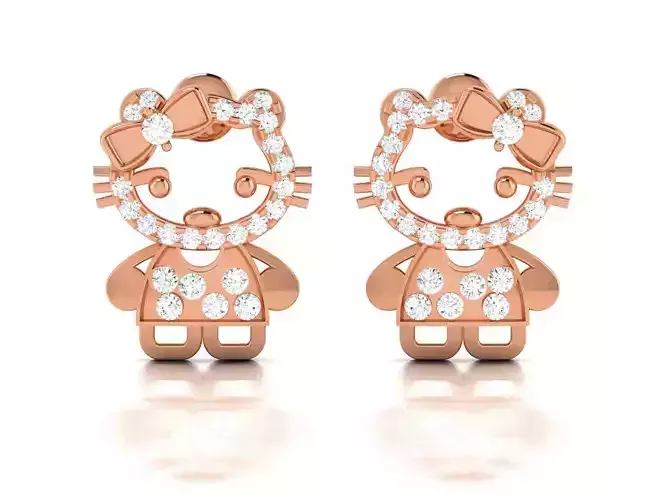 Baby face Women studs earrings 3dm render detail